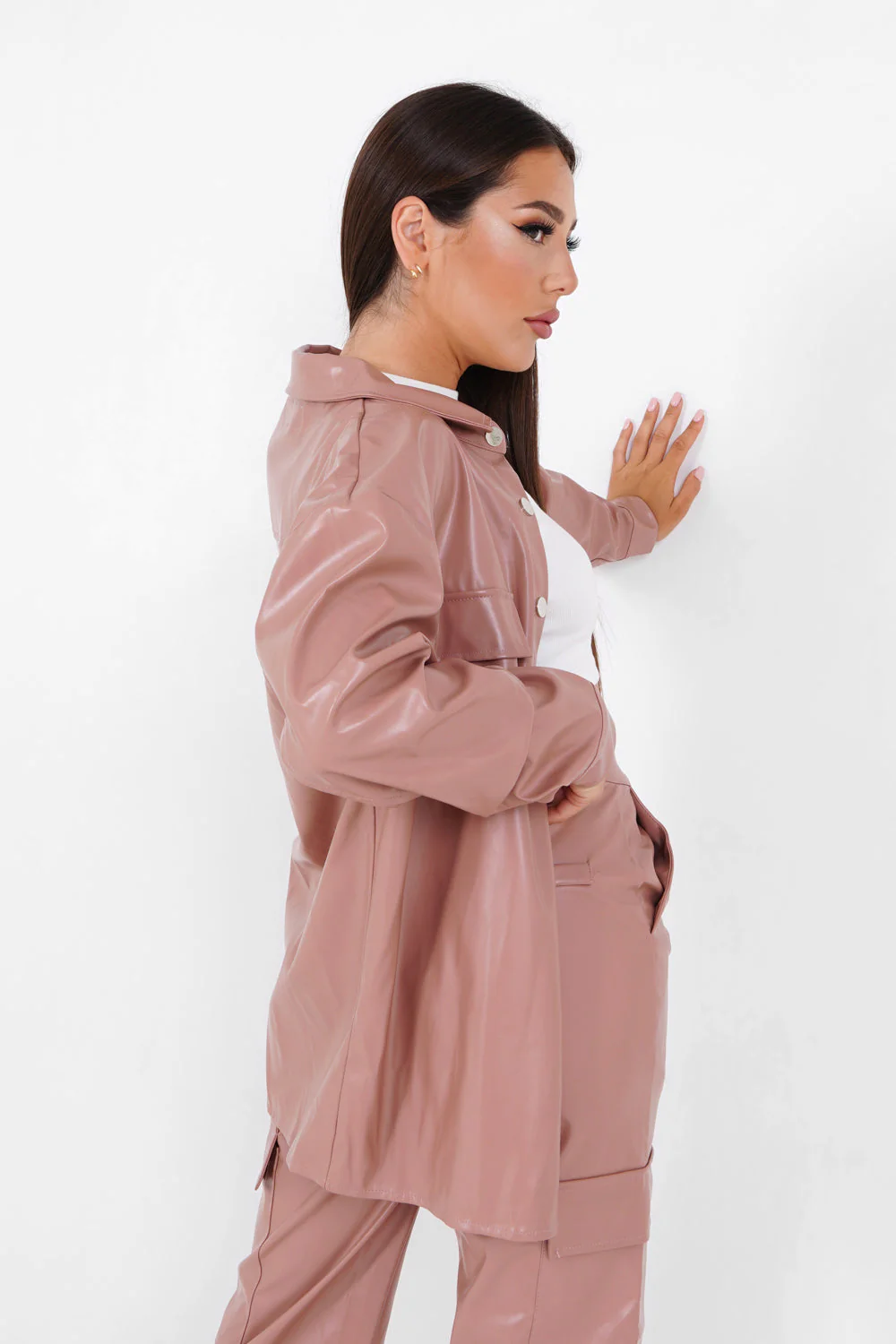 Chemise simili cuir Rose - Image 4