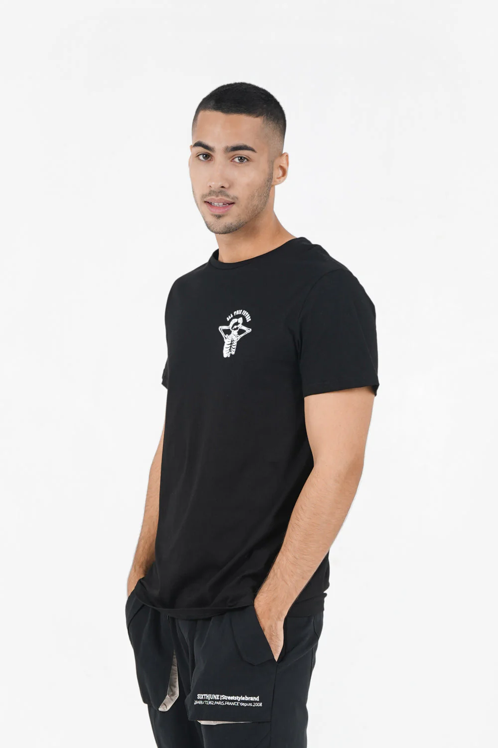 T-shirt squelette gothique Noir - Image 4
