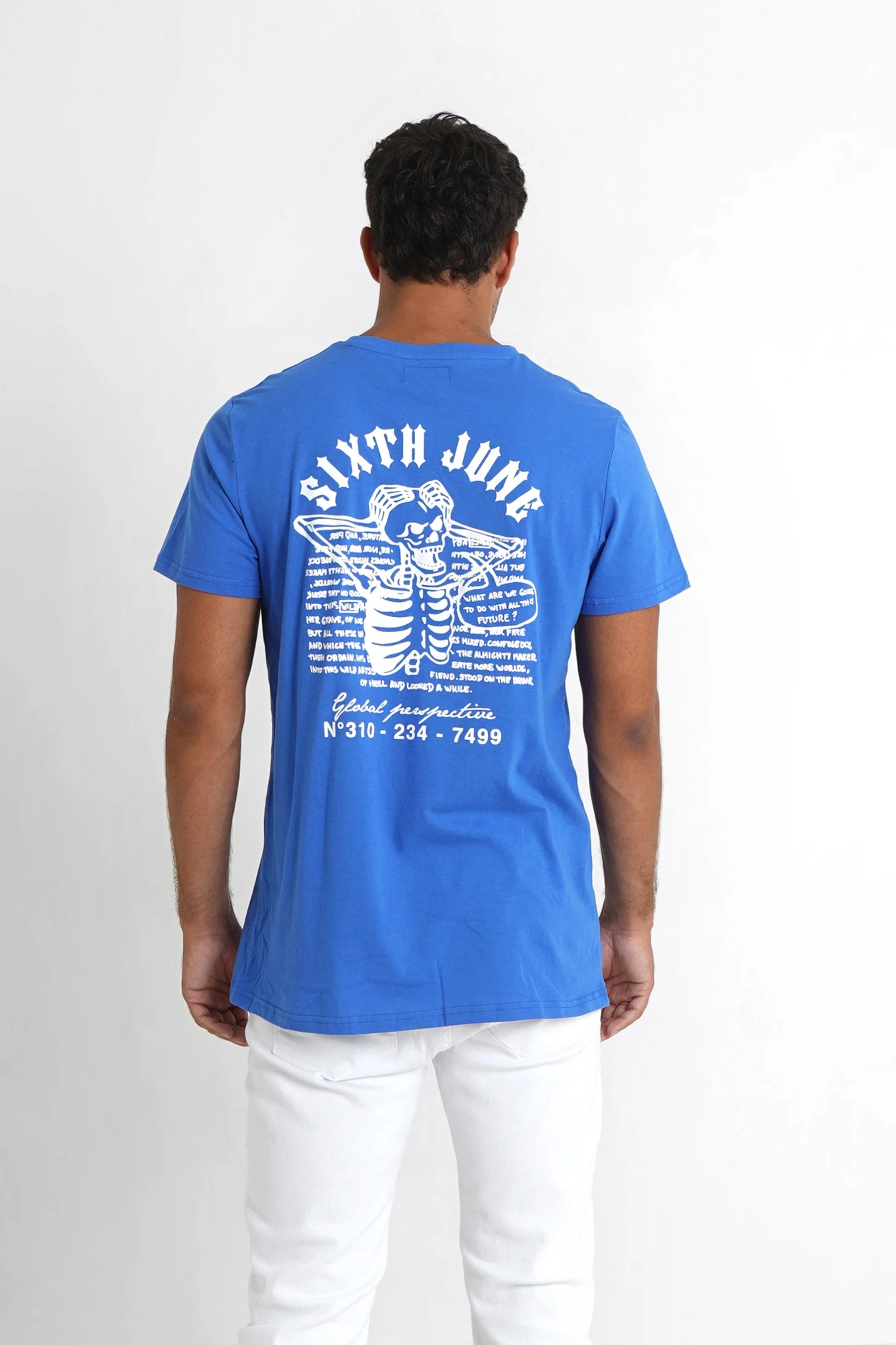 T-shirt squelette gothique Bleu foncé