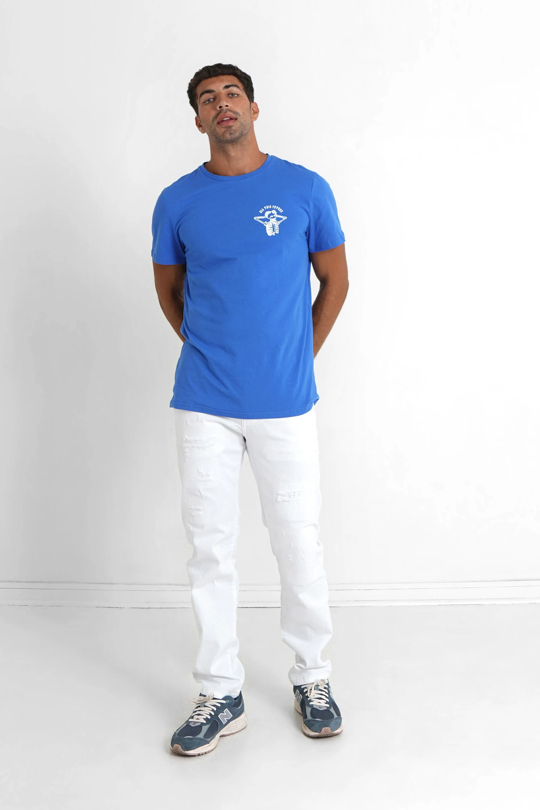 T-shirt squelette gothique Bleu foncé - Image 2