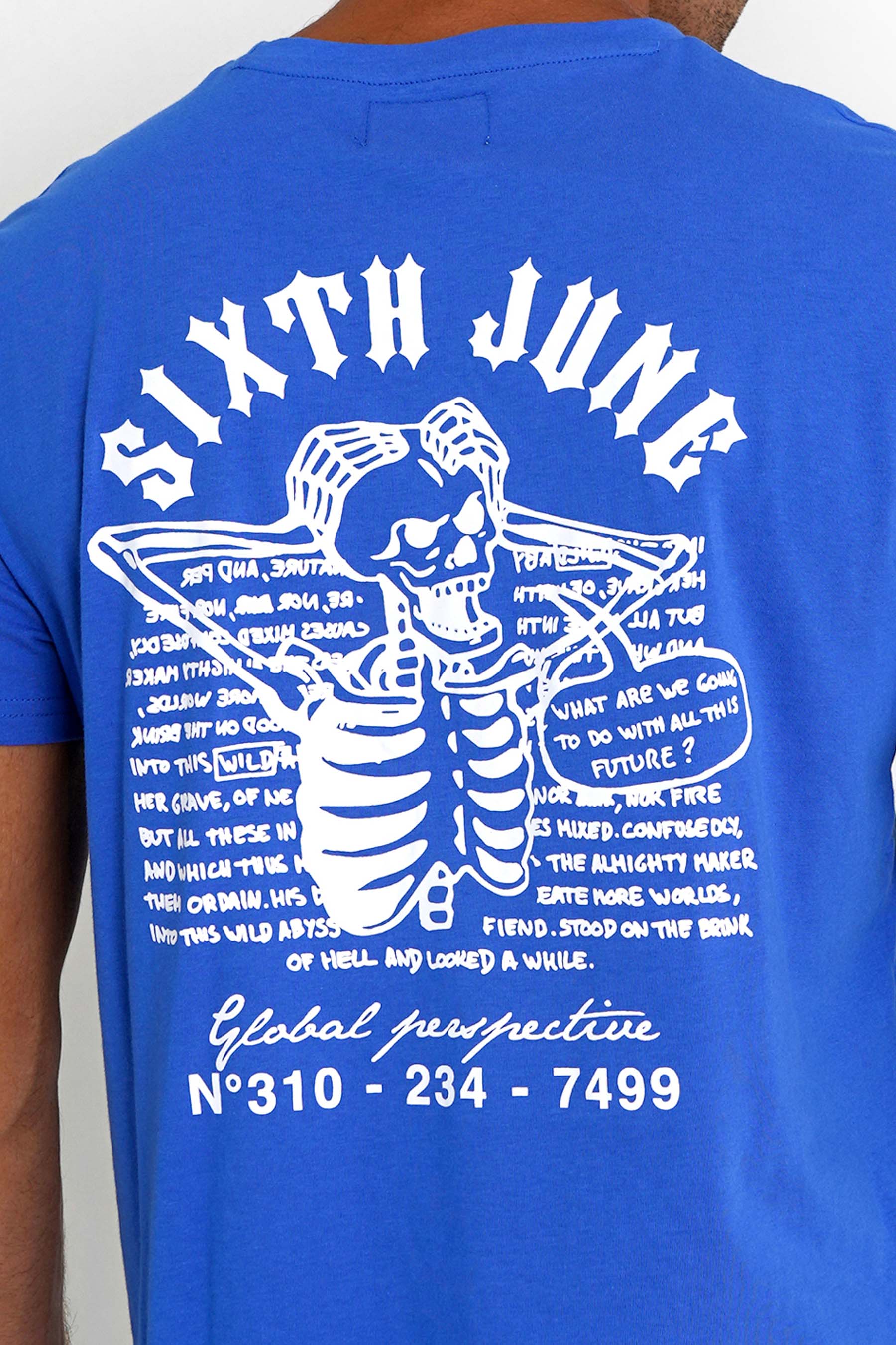 T-shirt squelette gothique Bleu foncé - Image 4