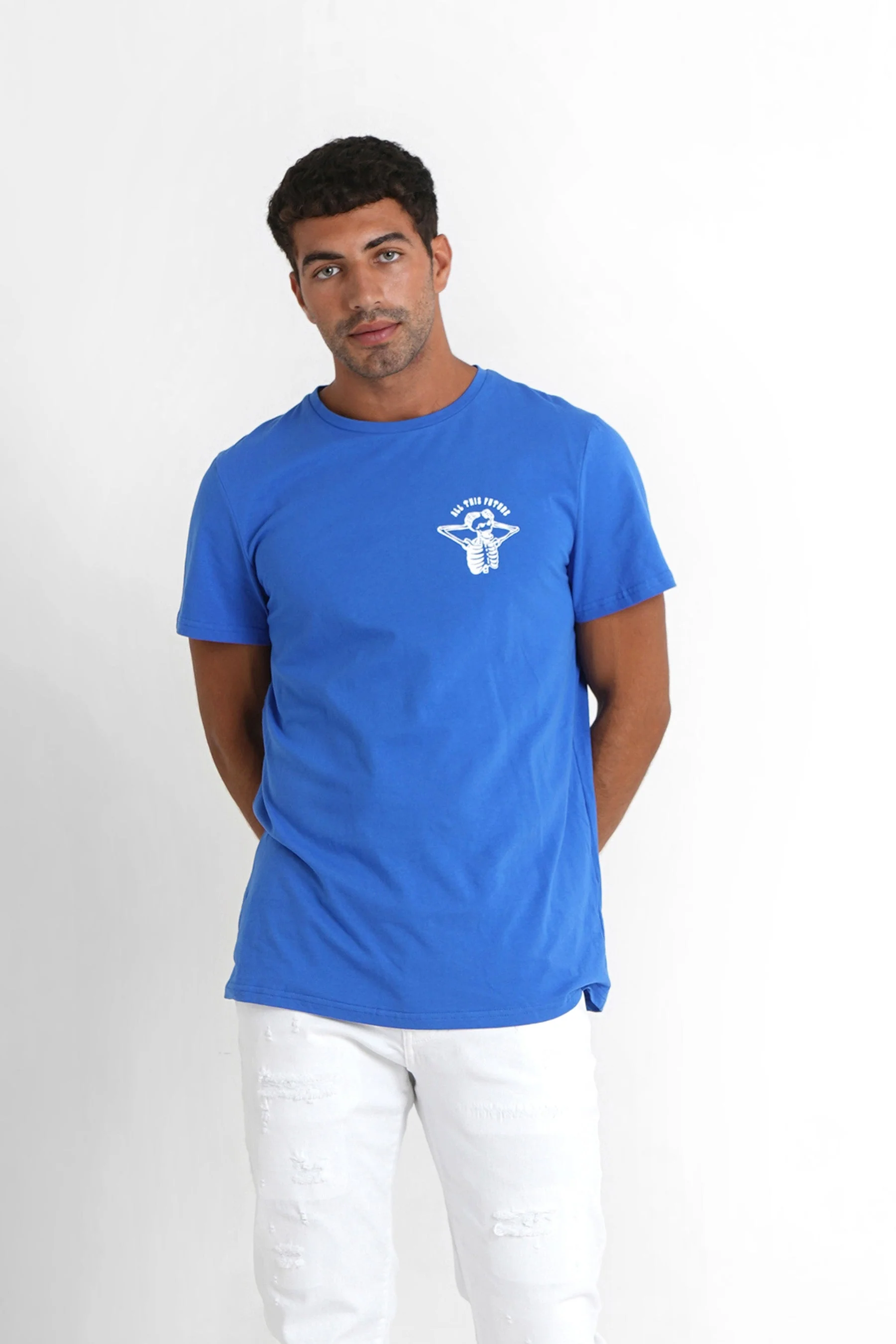 T-shirt squelette gothique Bleu foncé - Image 5