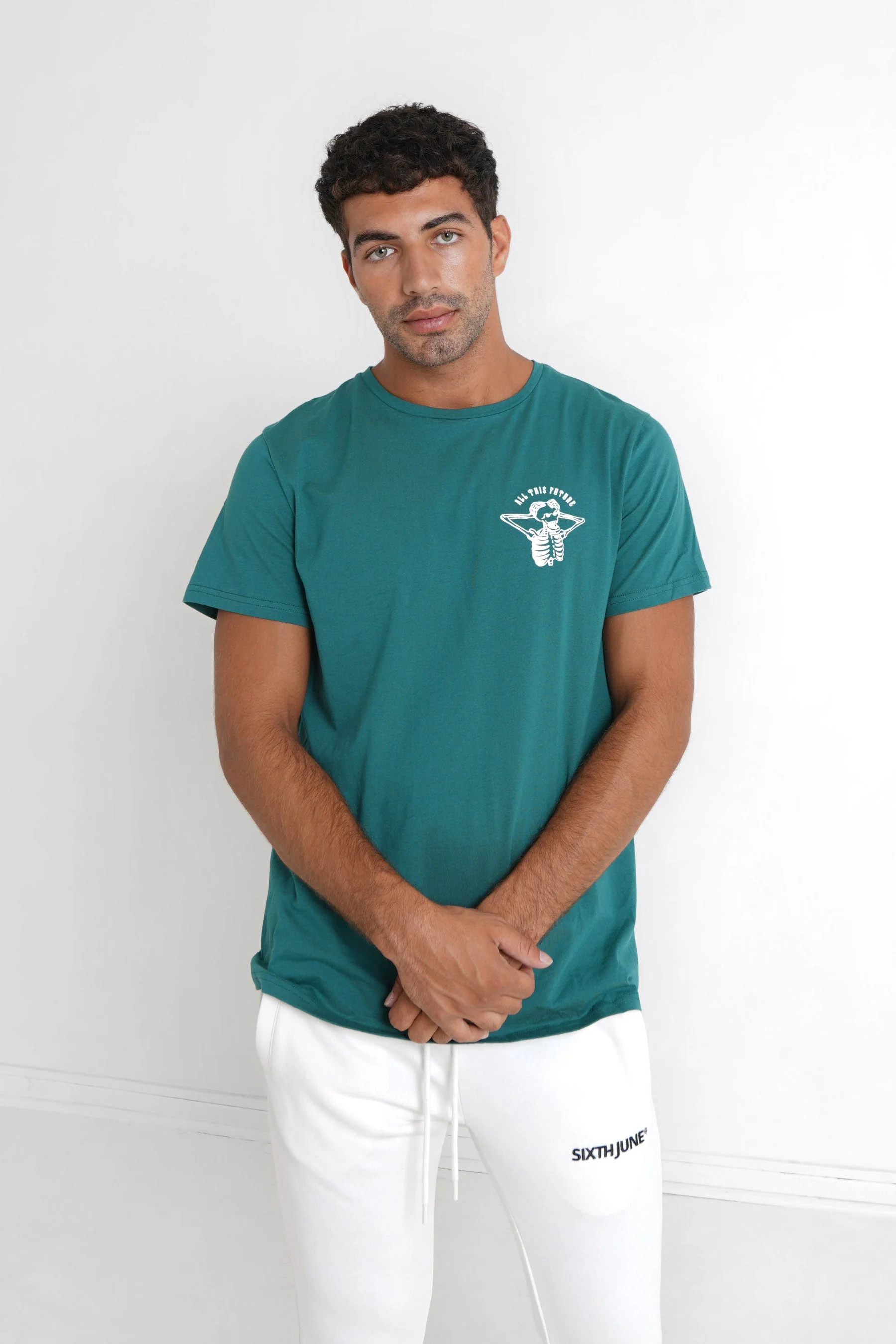 T-shirt squelette gothique Vert foncé - Image 5