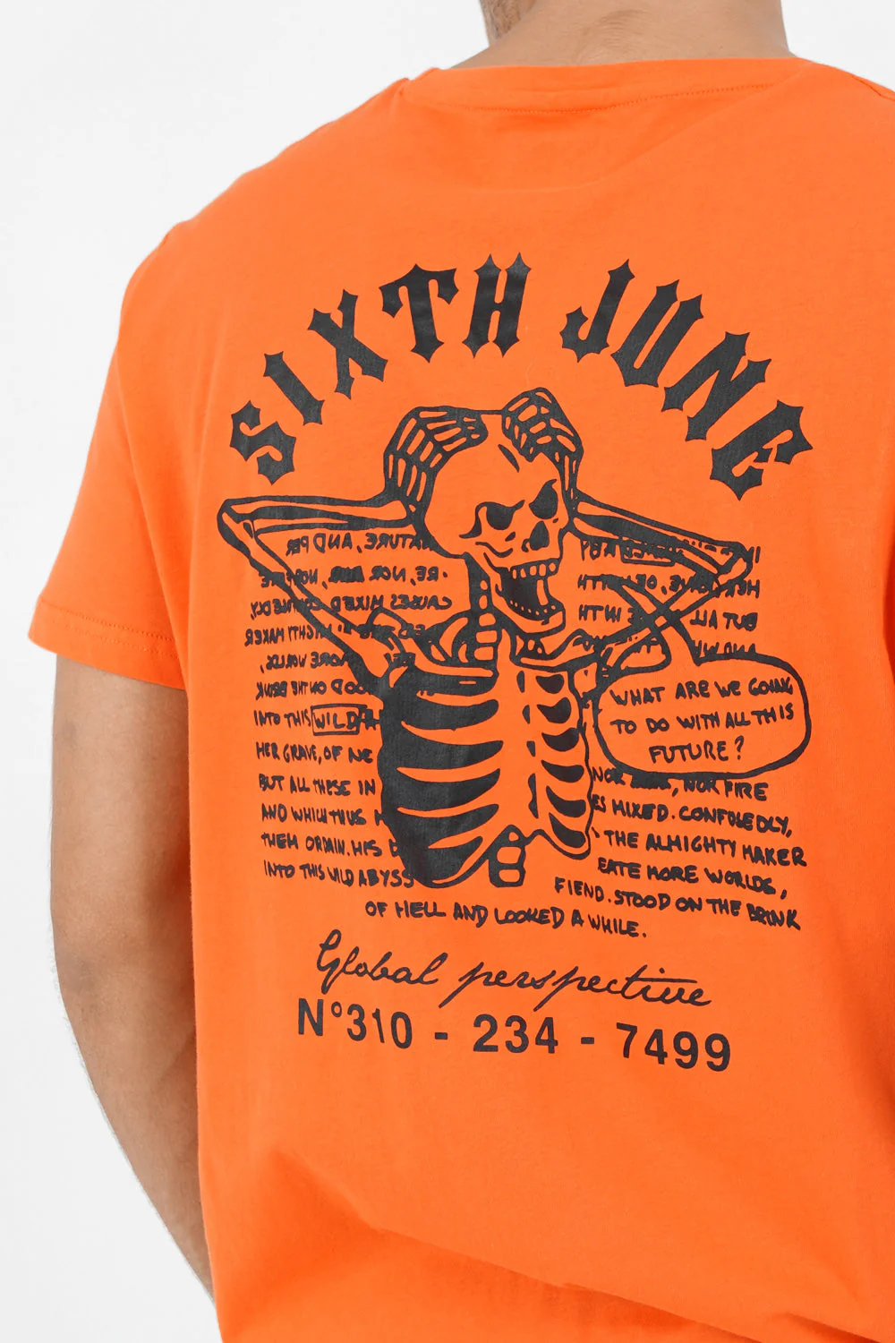 T-shirt squelette gothique Orange - Image 3