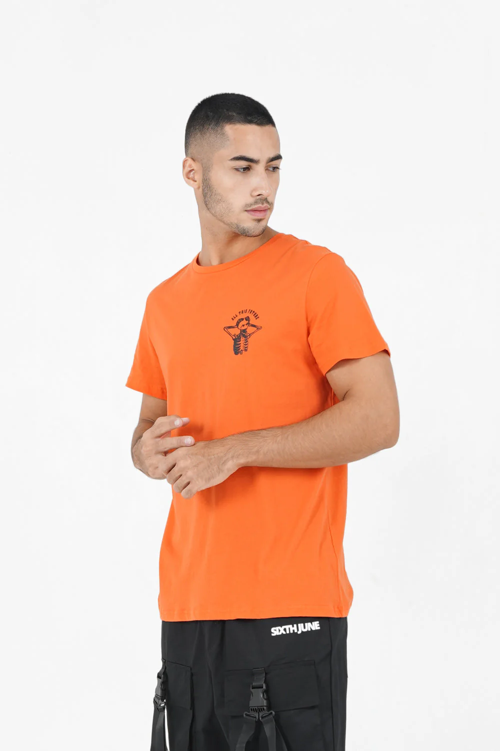 T-shirt squelette gothique Orange - Image 4