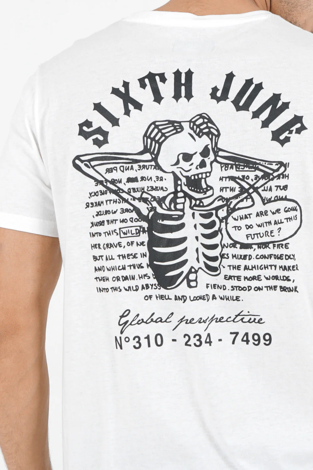 T-shirt squelette gothique Blanc - Image 3