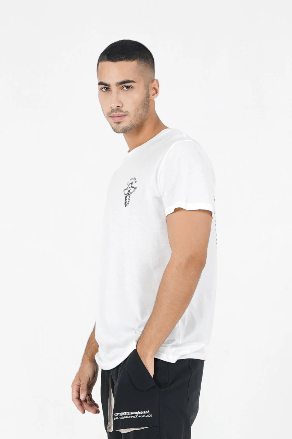T-shirt squelette gothique Blanc - Image 4