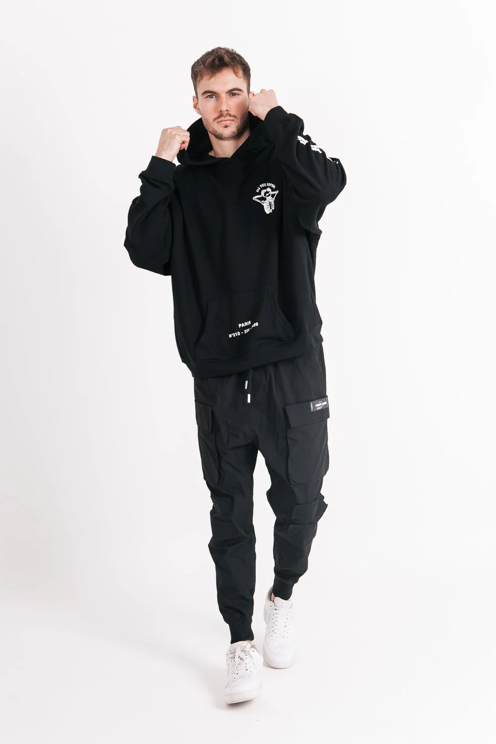 Sweat capuche squelette gothique Noir - Image 2