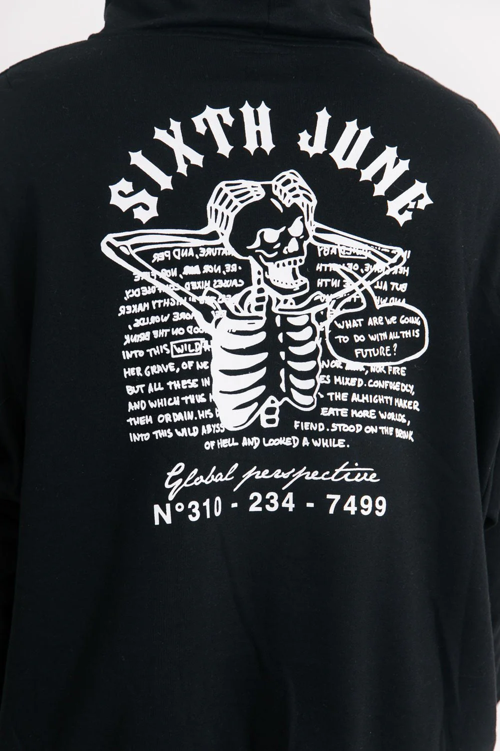 Sweat capuche squelette gothique Noir - Image 3