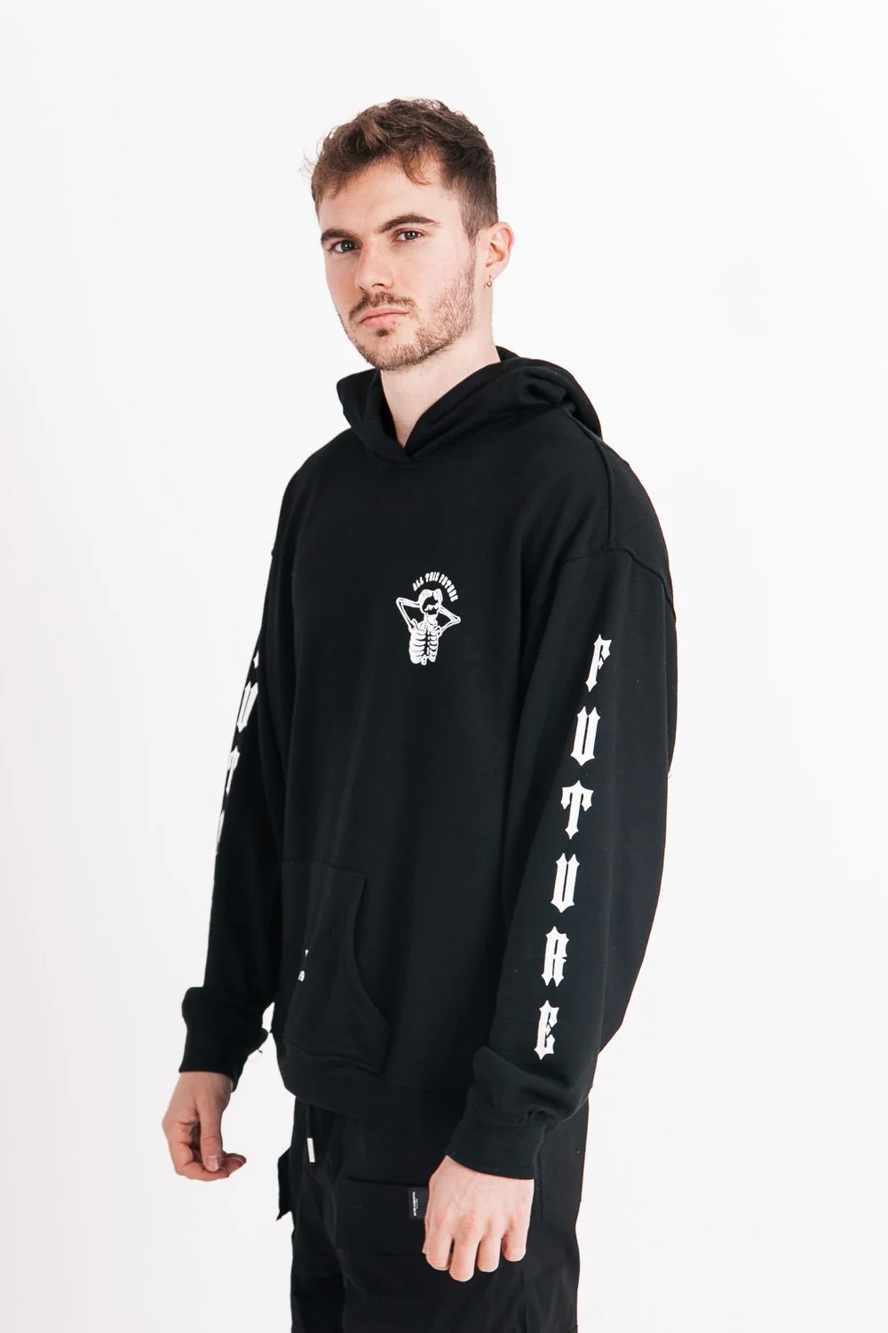 Sweat capuche squelette gothique Noir - Image 4