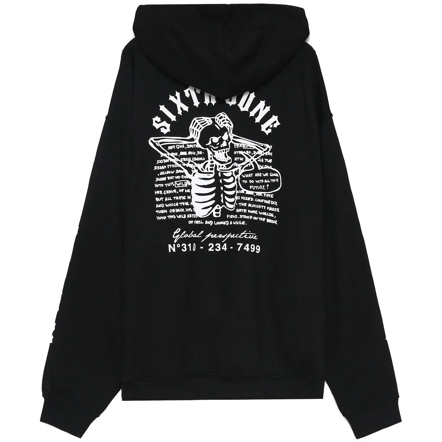 Sweat capuche squelette gothique Noir - Image 6