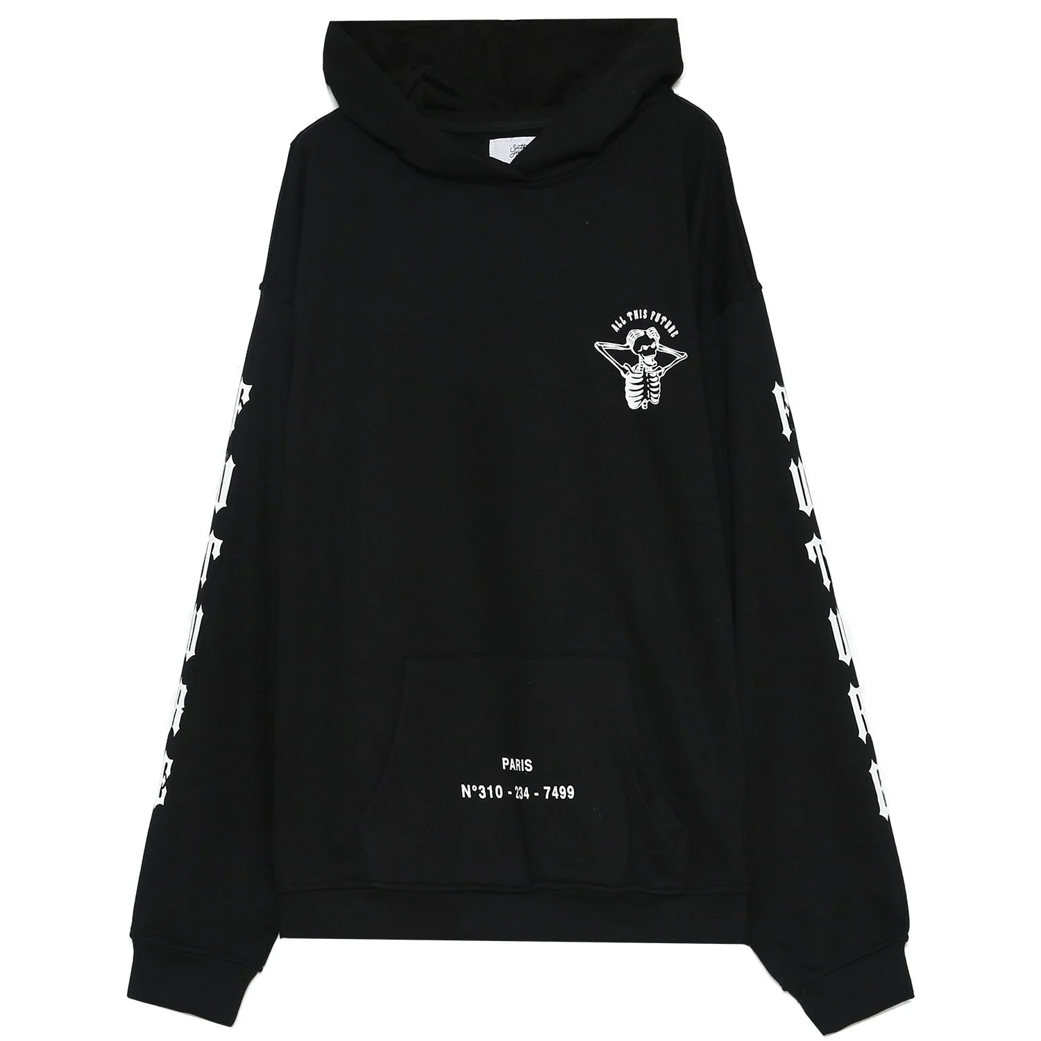 Sweat capuche squelette gothique Noir - Image 7