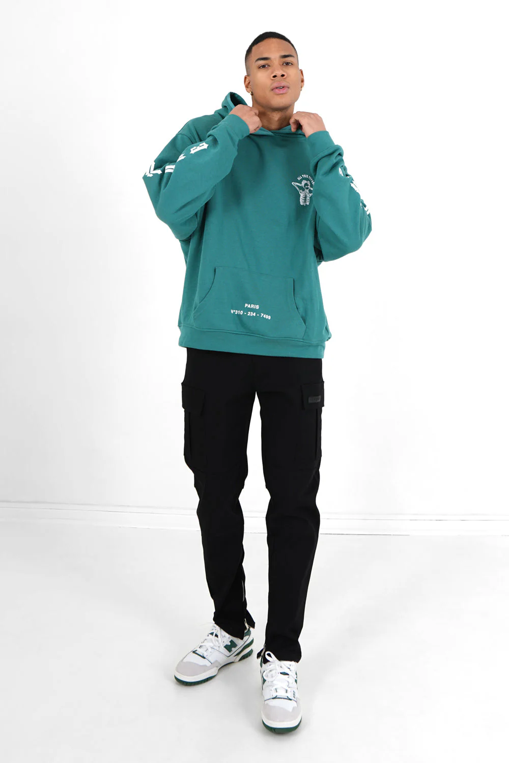 Sweat capuche squelette gothique Vert foncé - Image 2