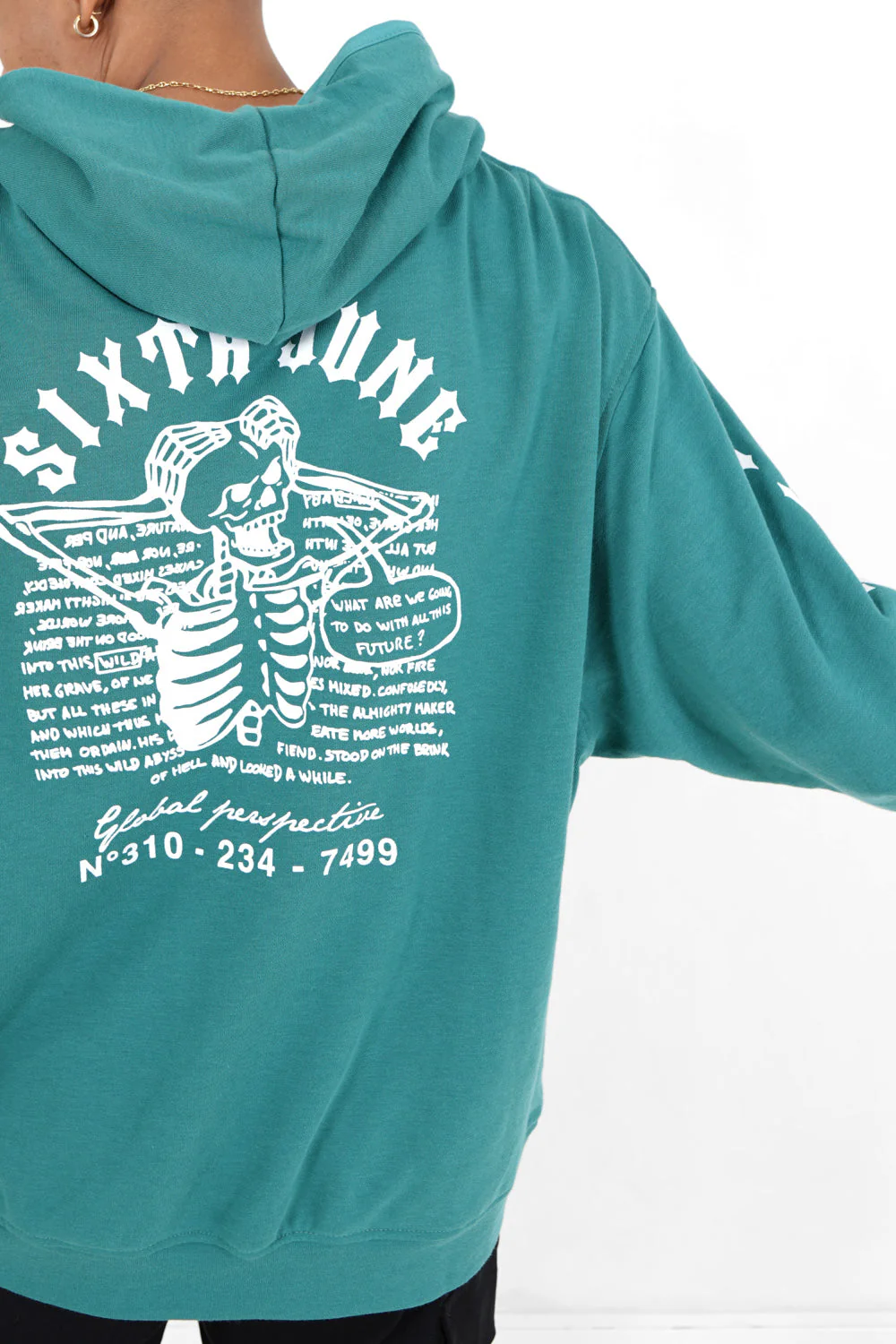 Sweat capuche squelette gothique Vert foncé - Image 3