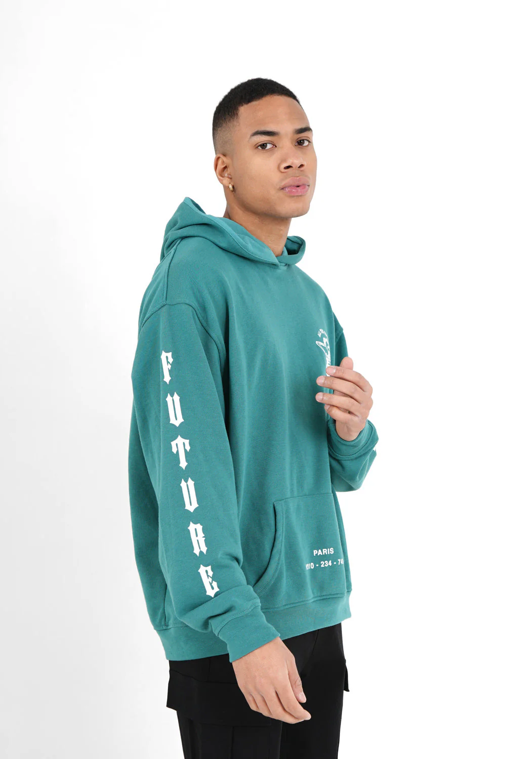 Sweat capuche squelette gothique Vert foncé - Image 4