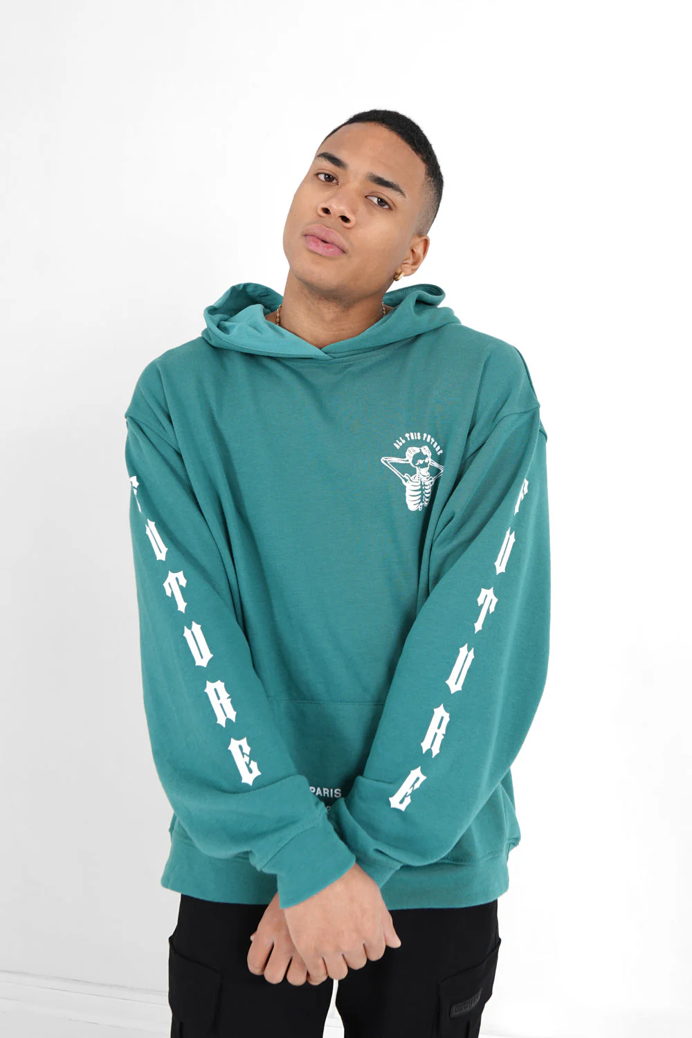 Sweat capuche squelette gothique Vert foncé - Image 5