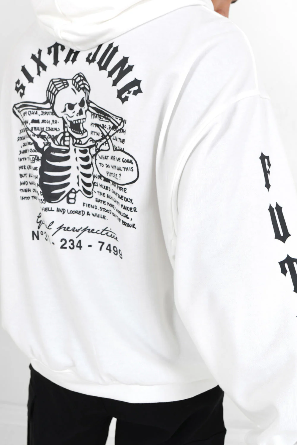 Sweat capuche squelette gothique Blanc - Image 3