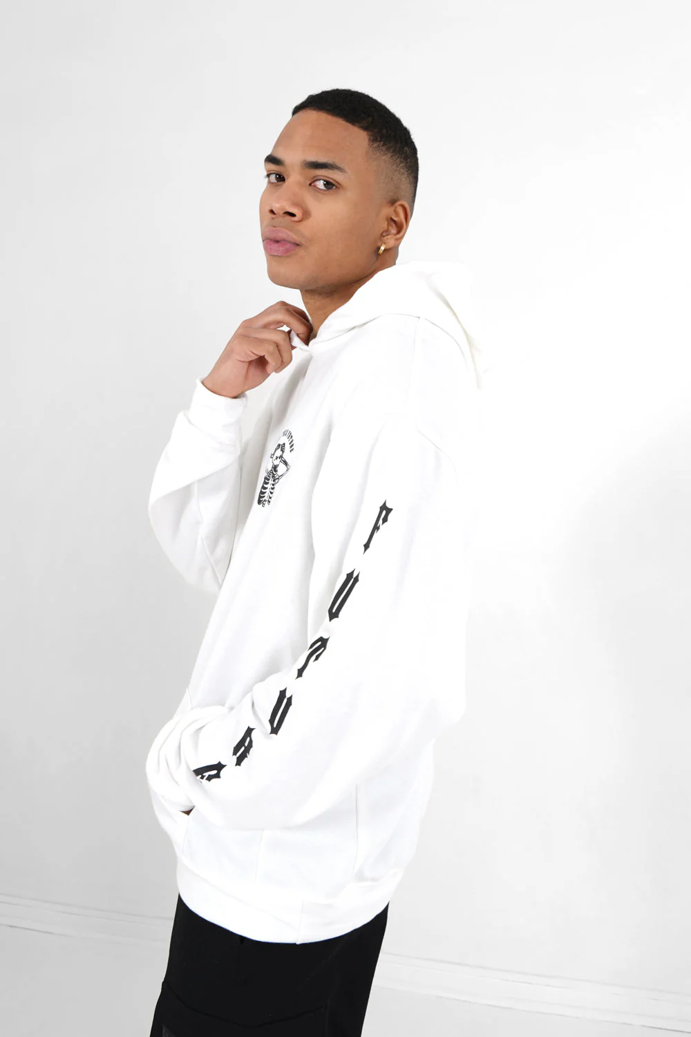 Sweat capuche squelette gothique Blanc - Image 4