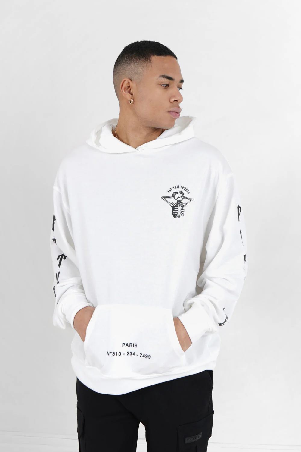 Sweat capuche squelette gothique Blanc - Image 5