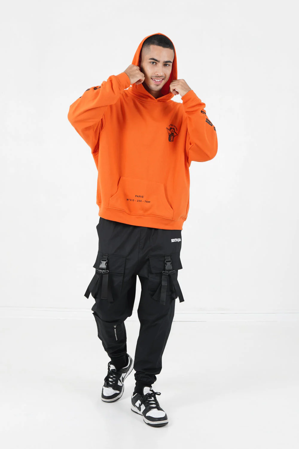 Sweat capuche squelette gothique Orange - Image 2