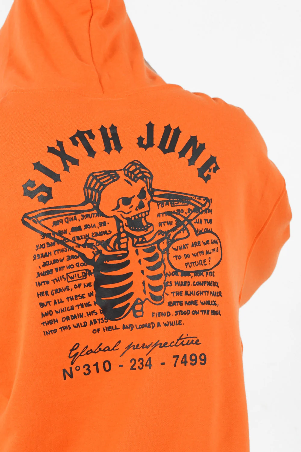 Sweat capuche squelette gothique Orange - Image 3