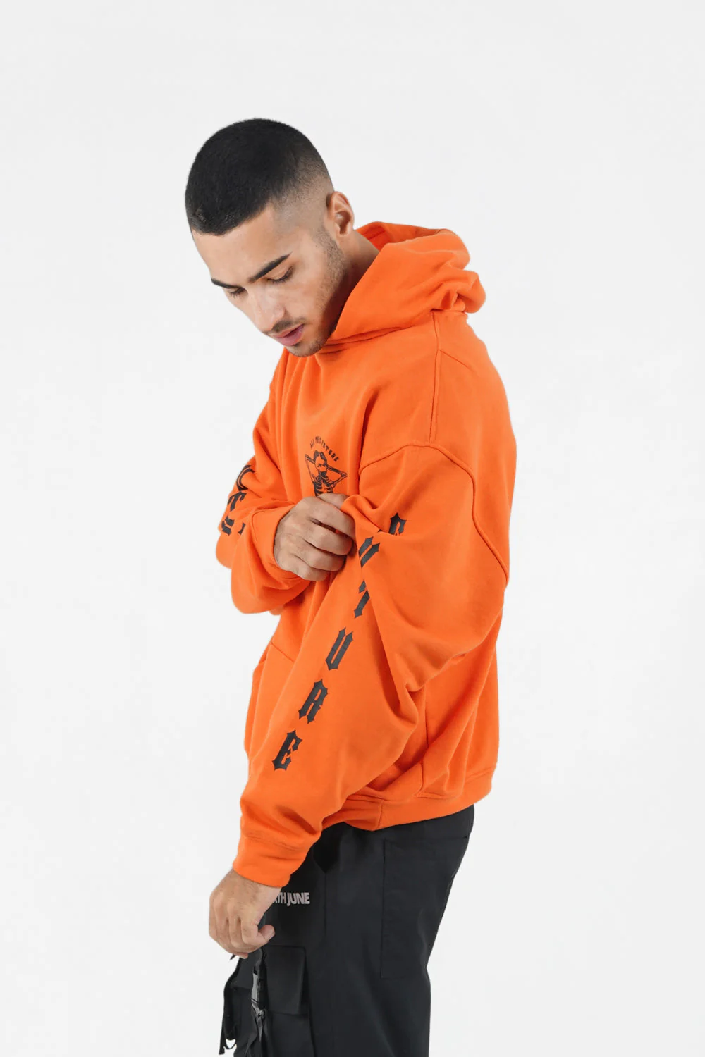 Sweat capuche squelette gothique Orange - Image 4