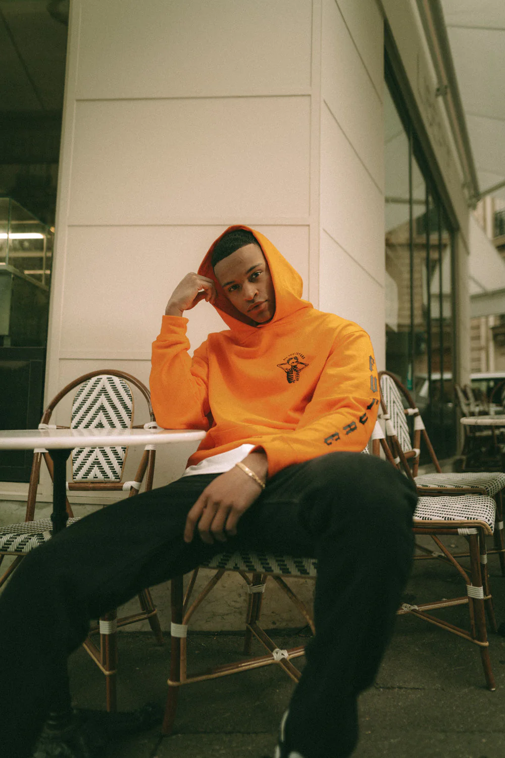 Sweat capuche squelette gothique Orange - Image 6