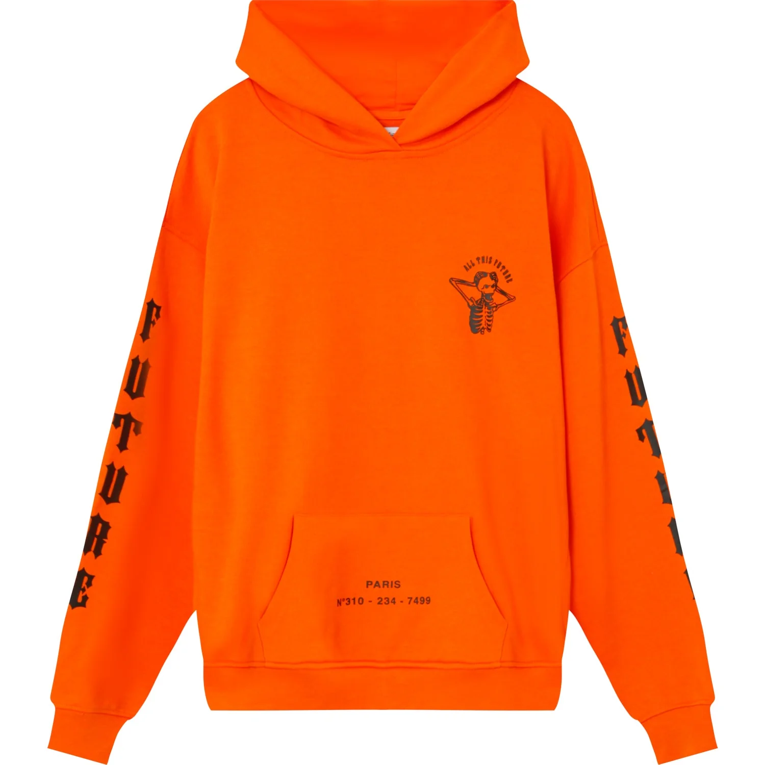 Sweat capuche squelette gothique Orange - Image 8