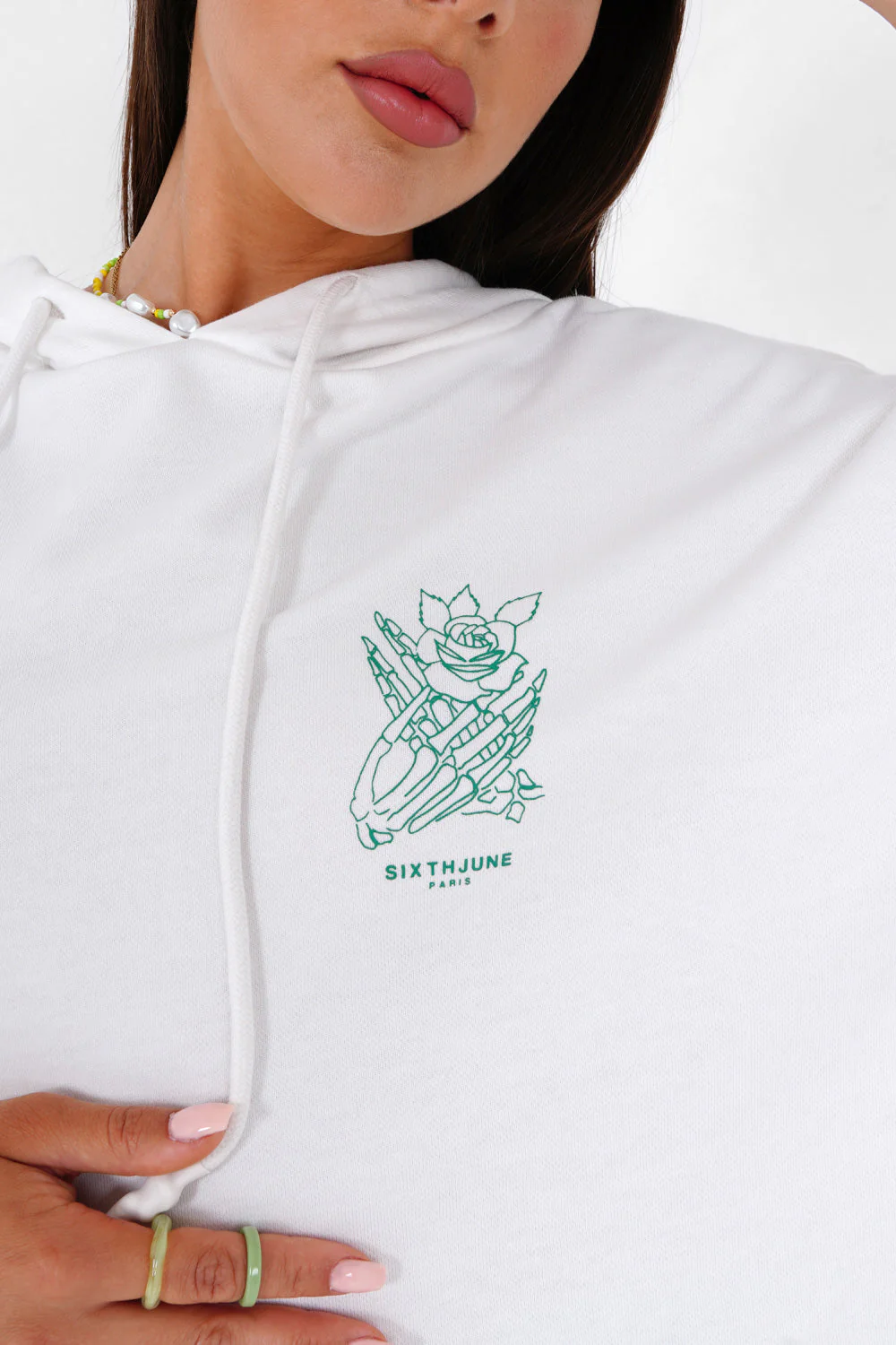 Sweat capuche squelette Blanc - Image 3
