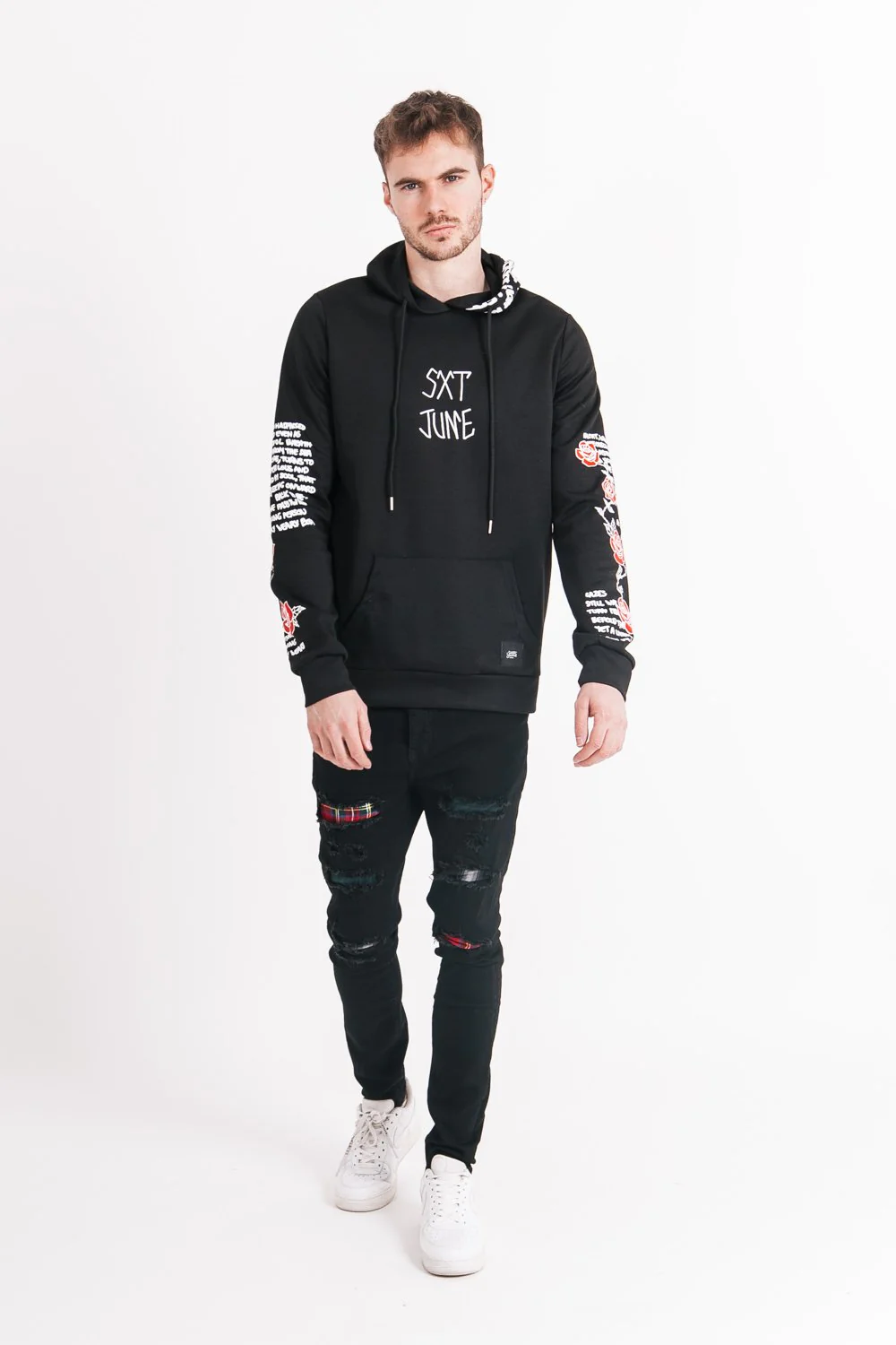 Sweat capuche imprimé tête de mort Noir blanc - Image 2