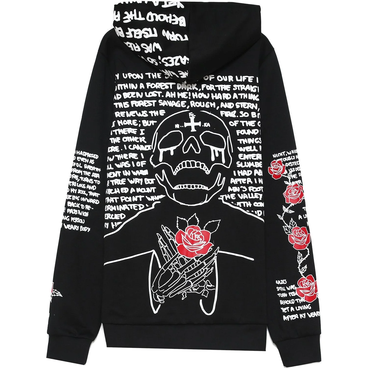 Sweat capuche imprimé tête de mort Noir blanc - Image 6