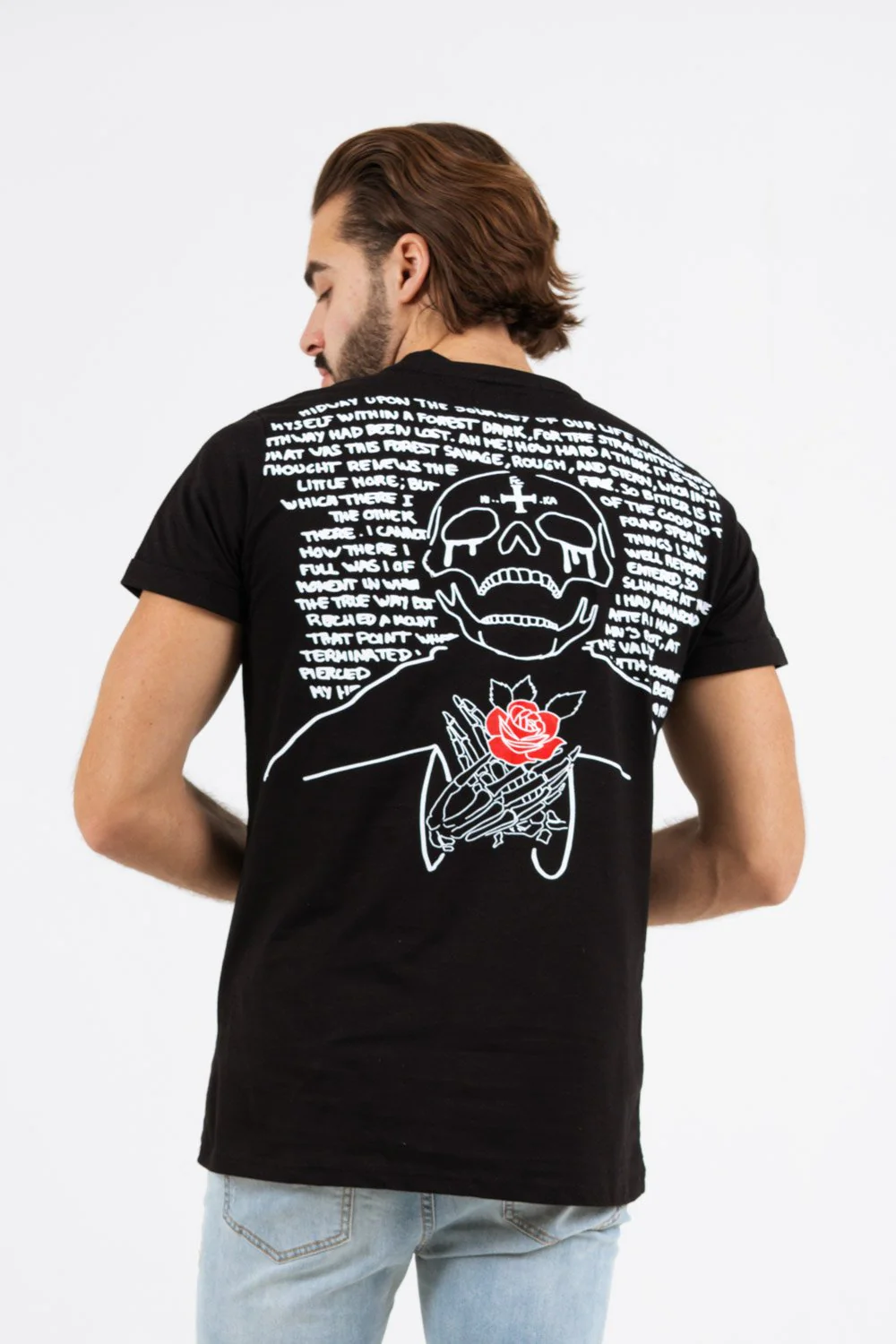 T-shirt imprimé tête de mort Noir Blanc - Image 2