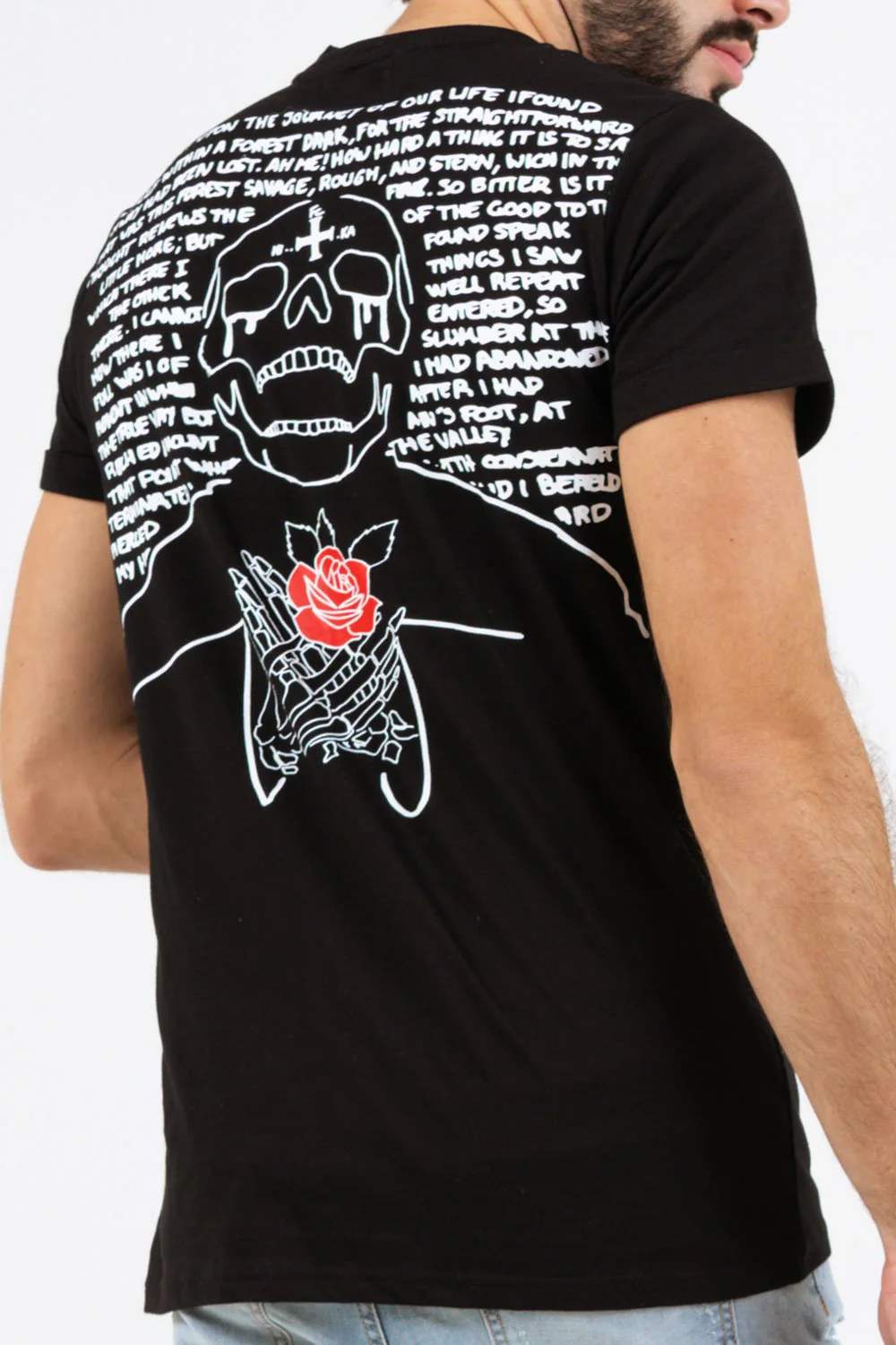 T-shirt imprimé tête de mort Noir Blanc - Image 3