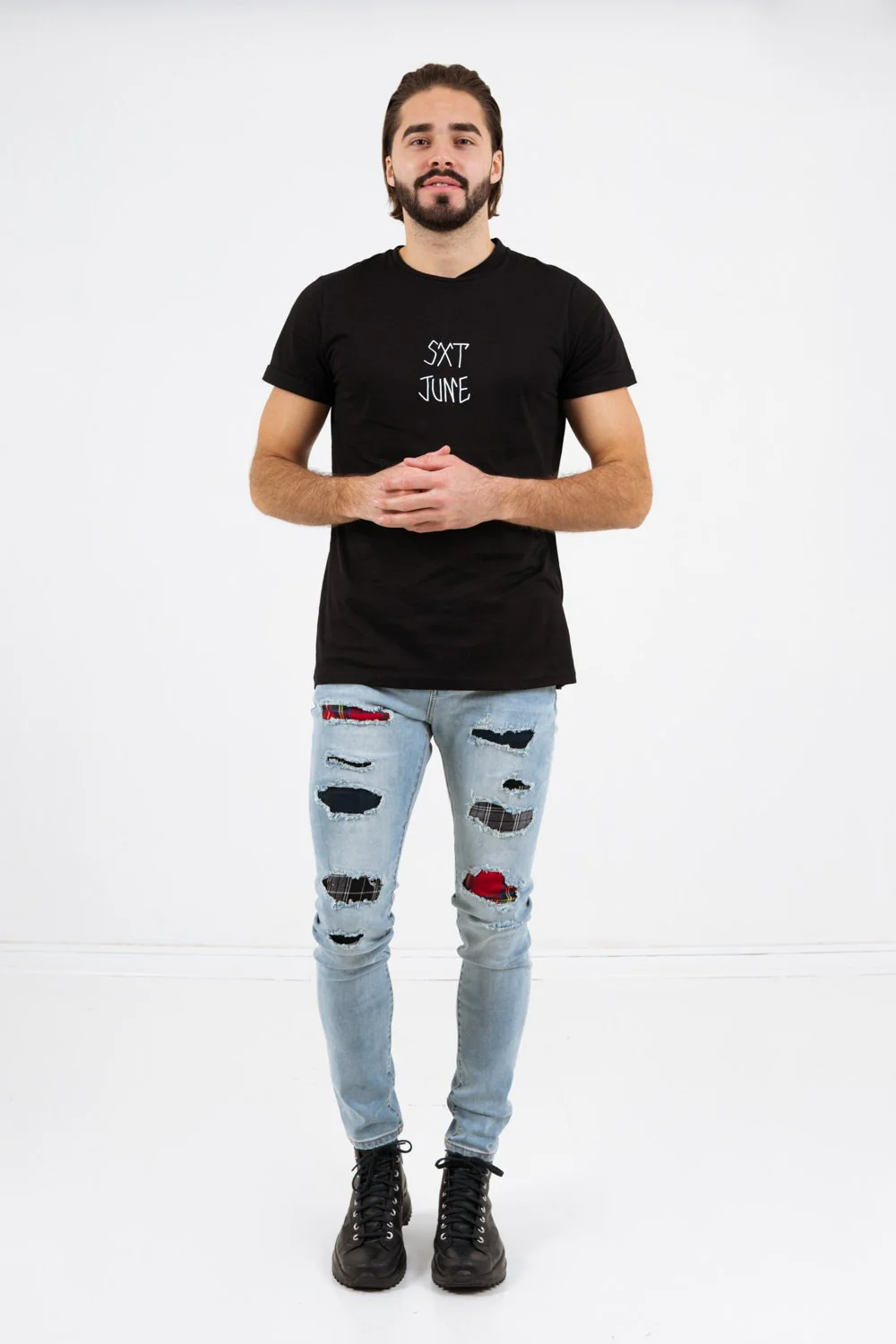 T-shirt imprimé tête de mort Noir Blanc - Image 6