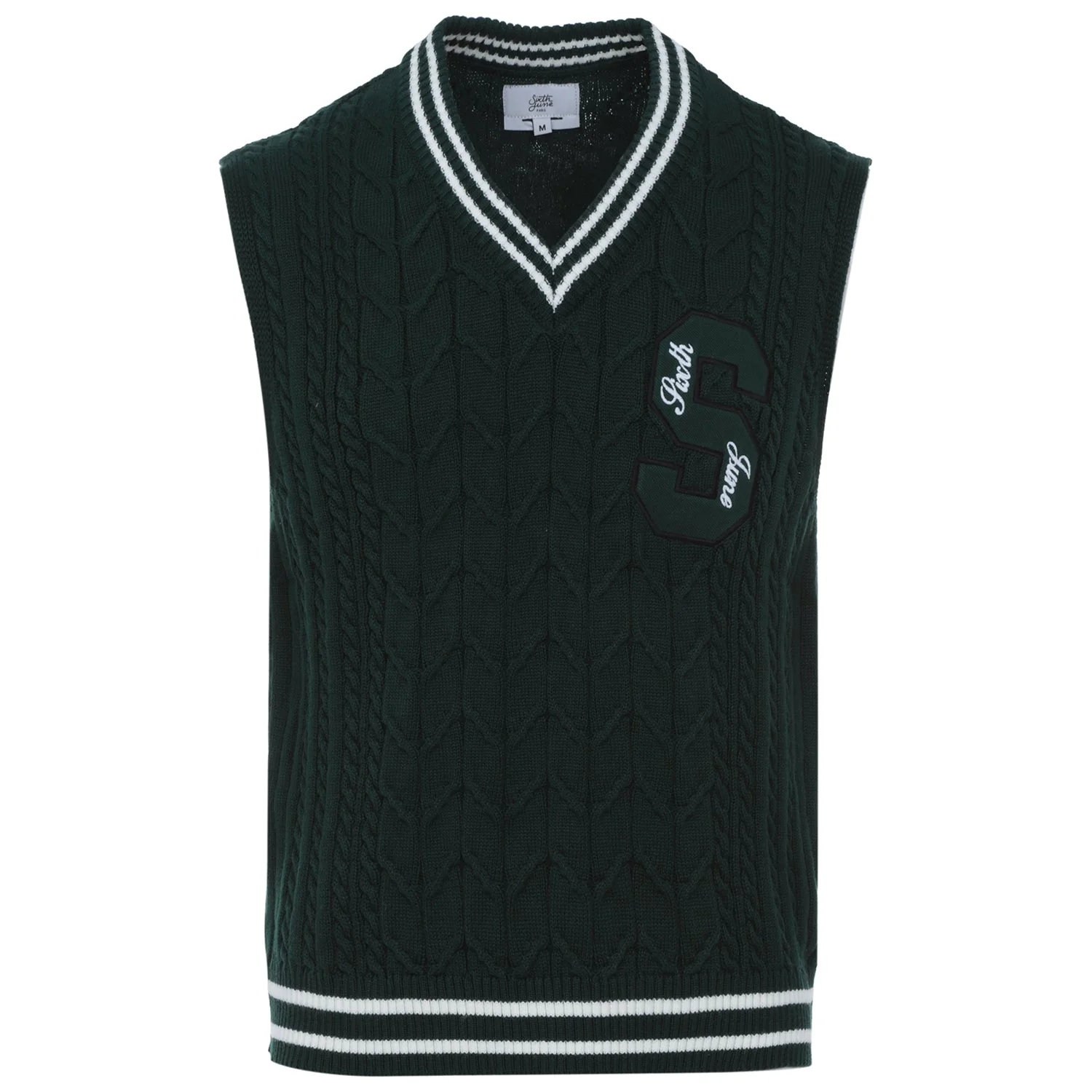 Pull sans manches maille broderie Vert foncé - Image 7