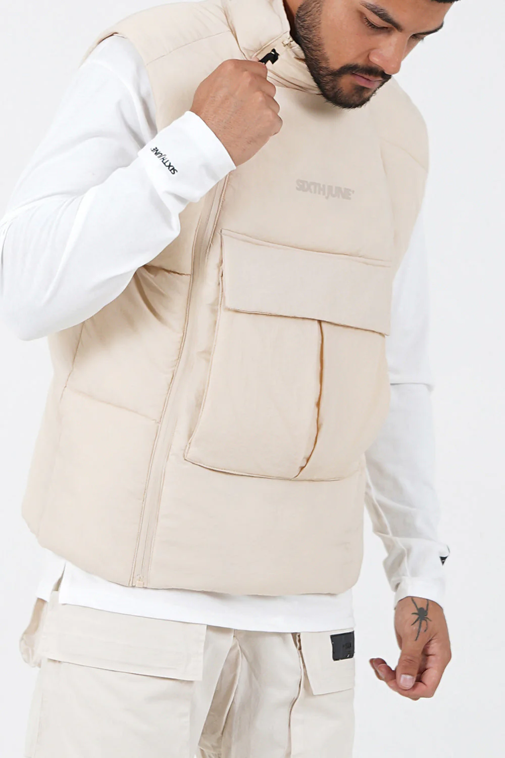 Doudoune sans manches légère tactique Beige - Image 3