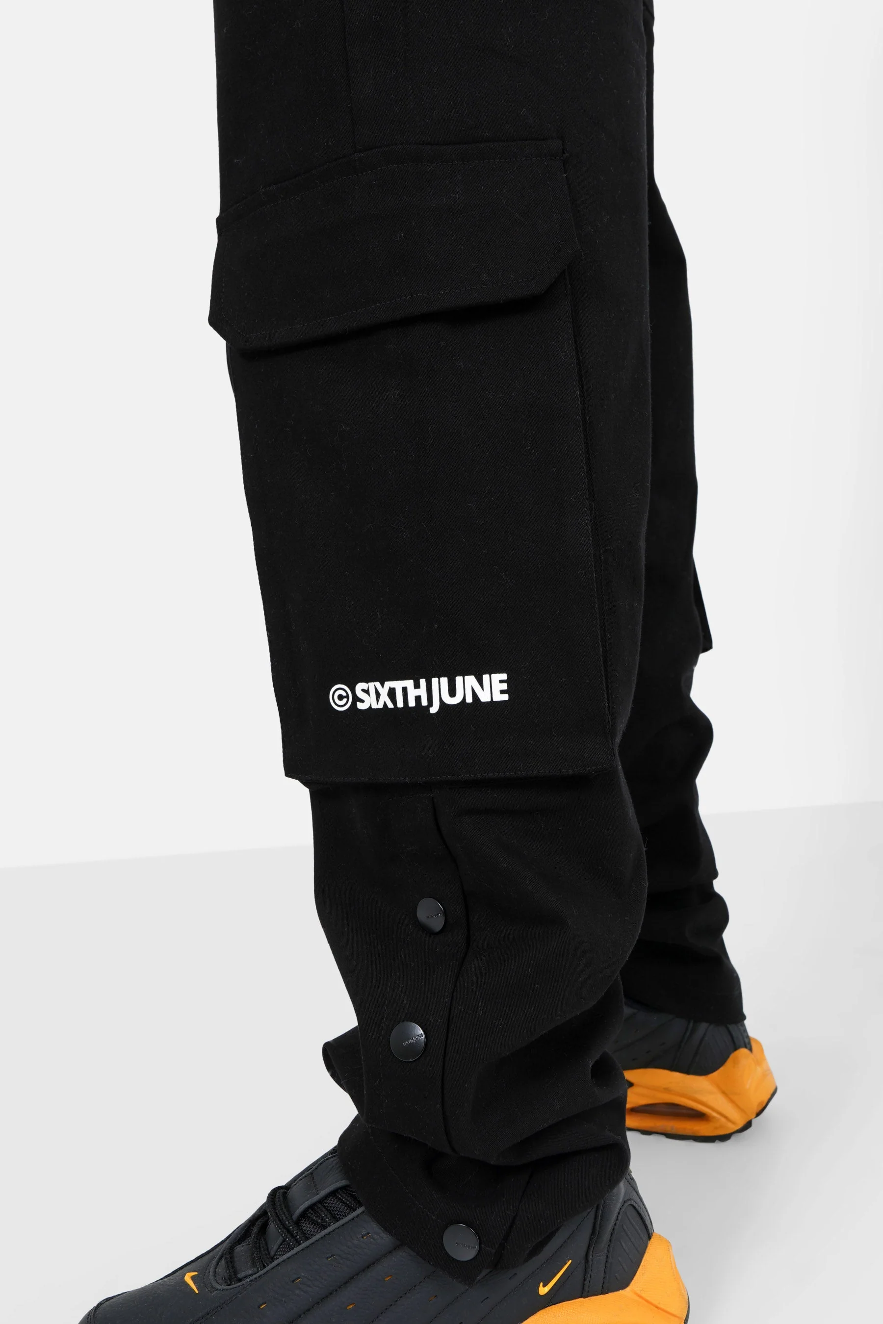 Pantalon cargo boutons chevilles Noir - Image 3