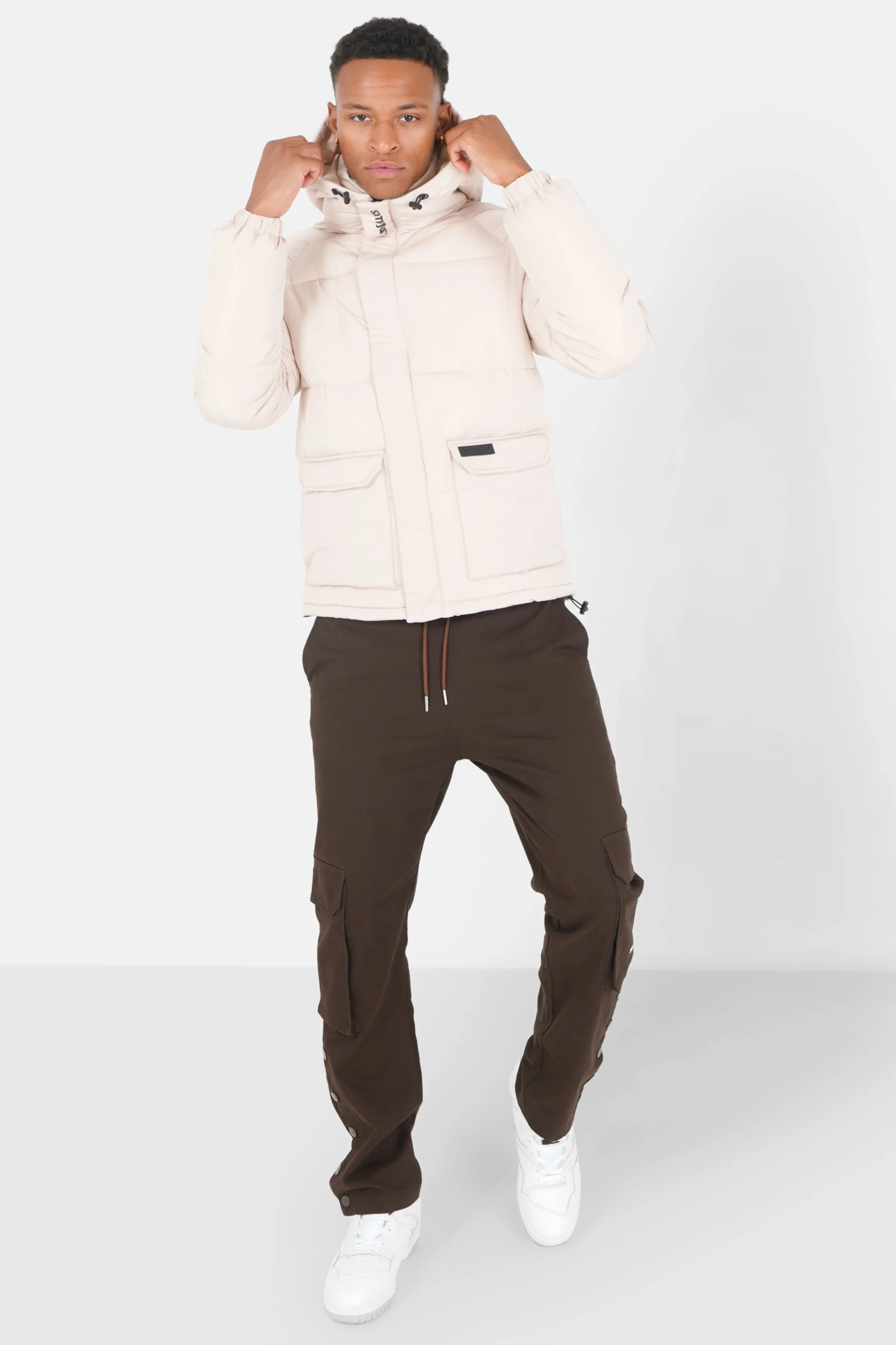 Pantalon cargo boutons chevilles Marron - Image 2