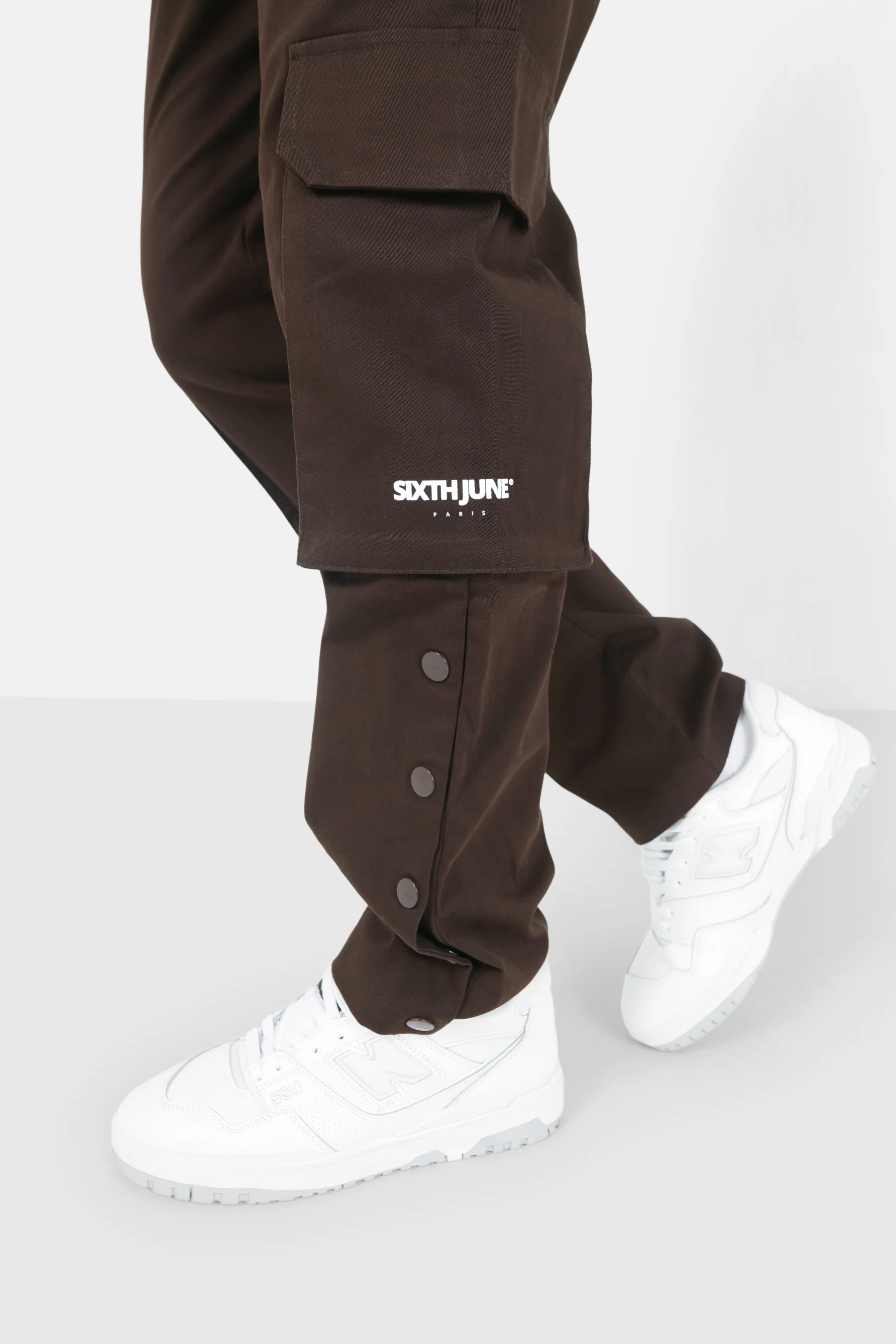 Pantalon cargo boutons chevilles Marron - Image 4