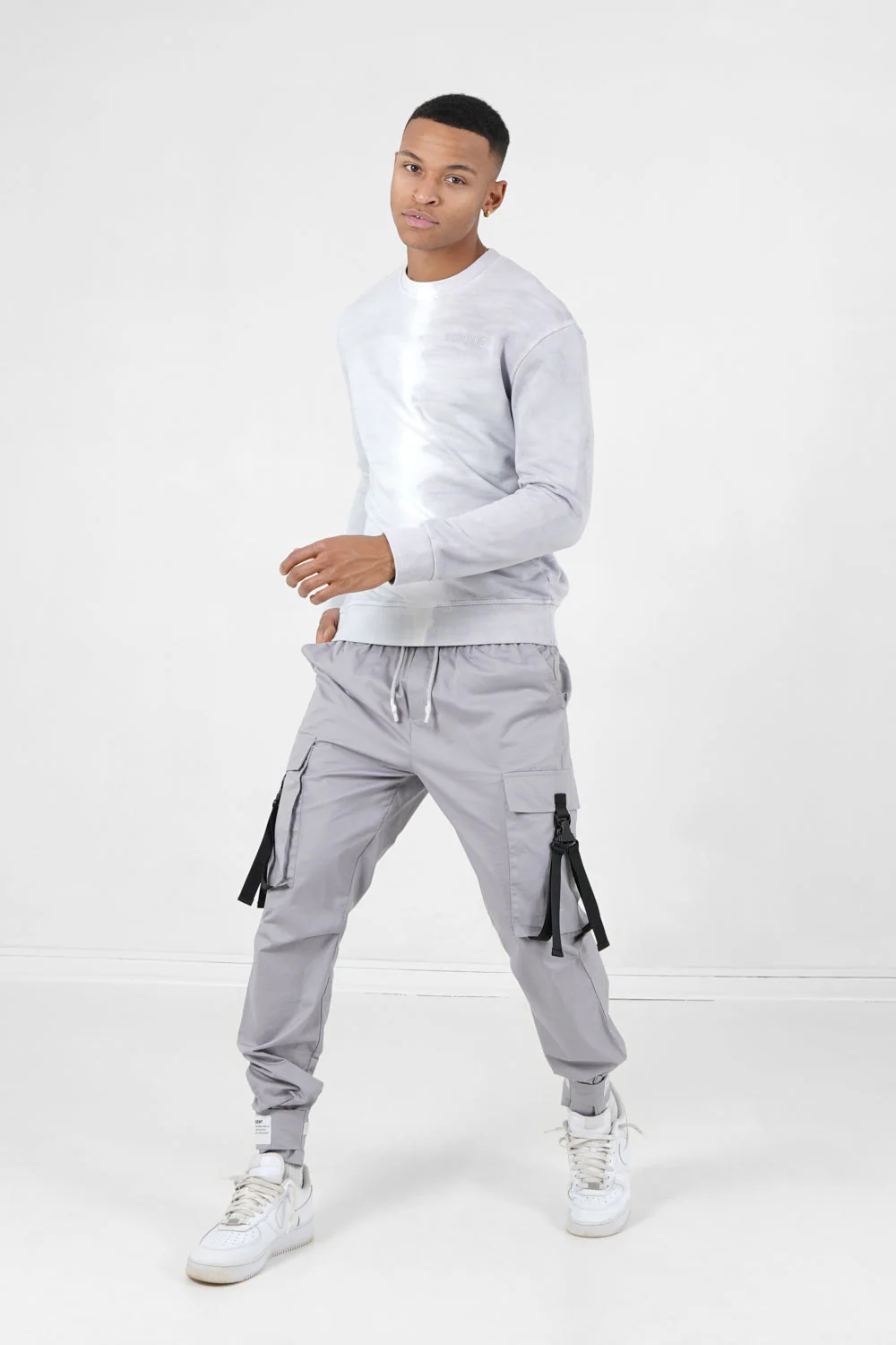 Sweatshirt bicolore délavé logo Gris clair - Image 2