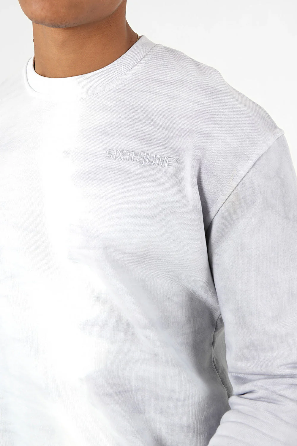 Sweatshirt bicolore délavé logo Gris clair - Image 3