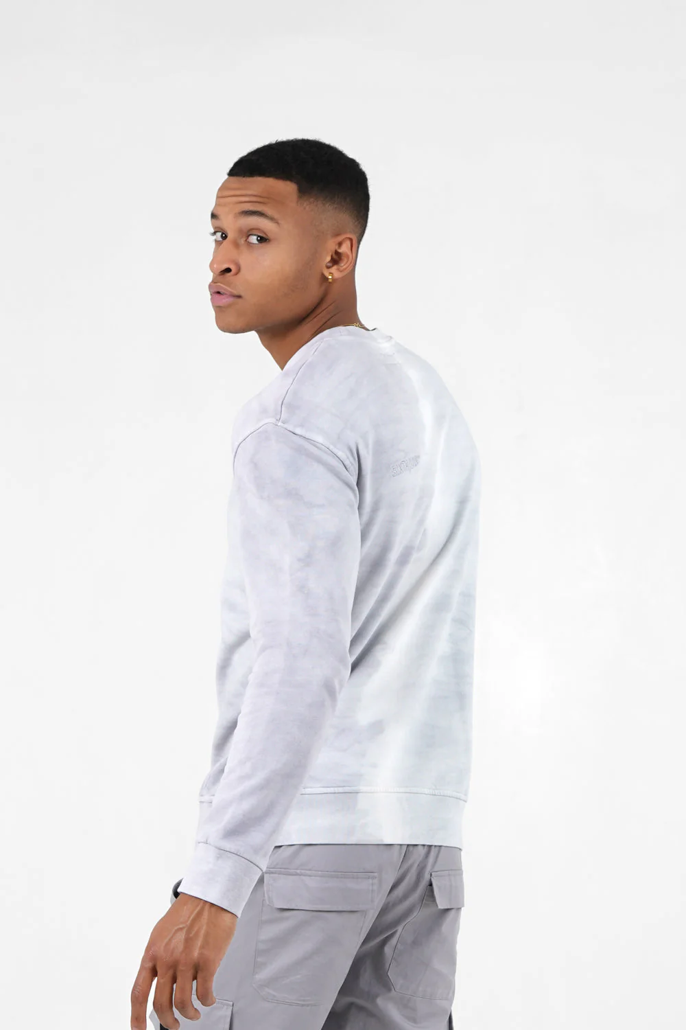 Sweatshirt bicolore délavé logo Gris clair - Image 4