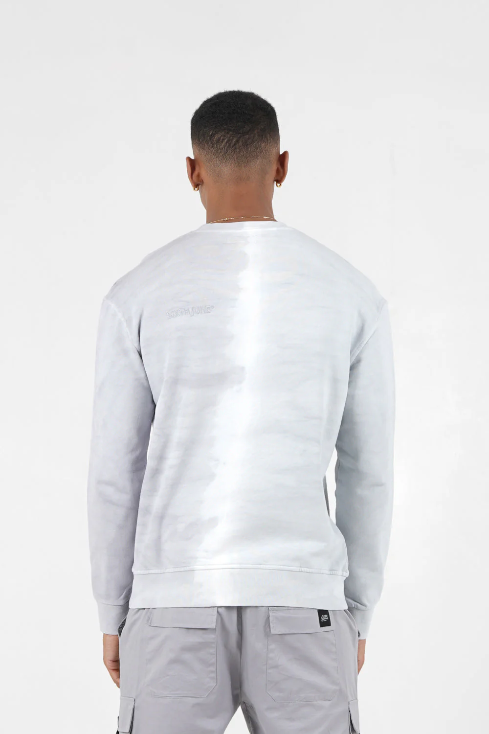 Sweatshirt bicolore délavé logo Gris clair - Image 5