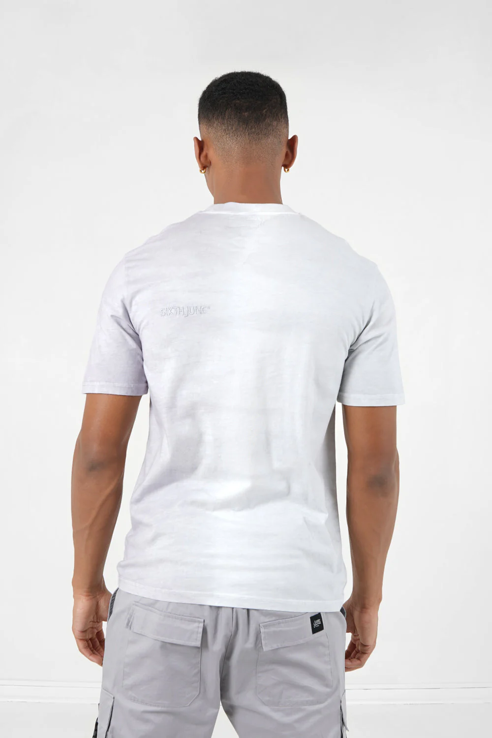 T-shirt bicolore délavé logo Gris - Image 5