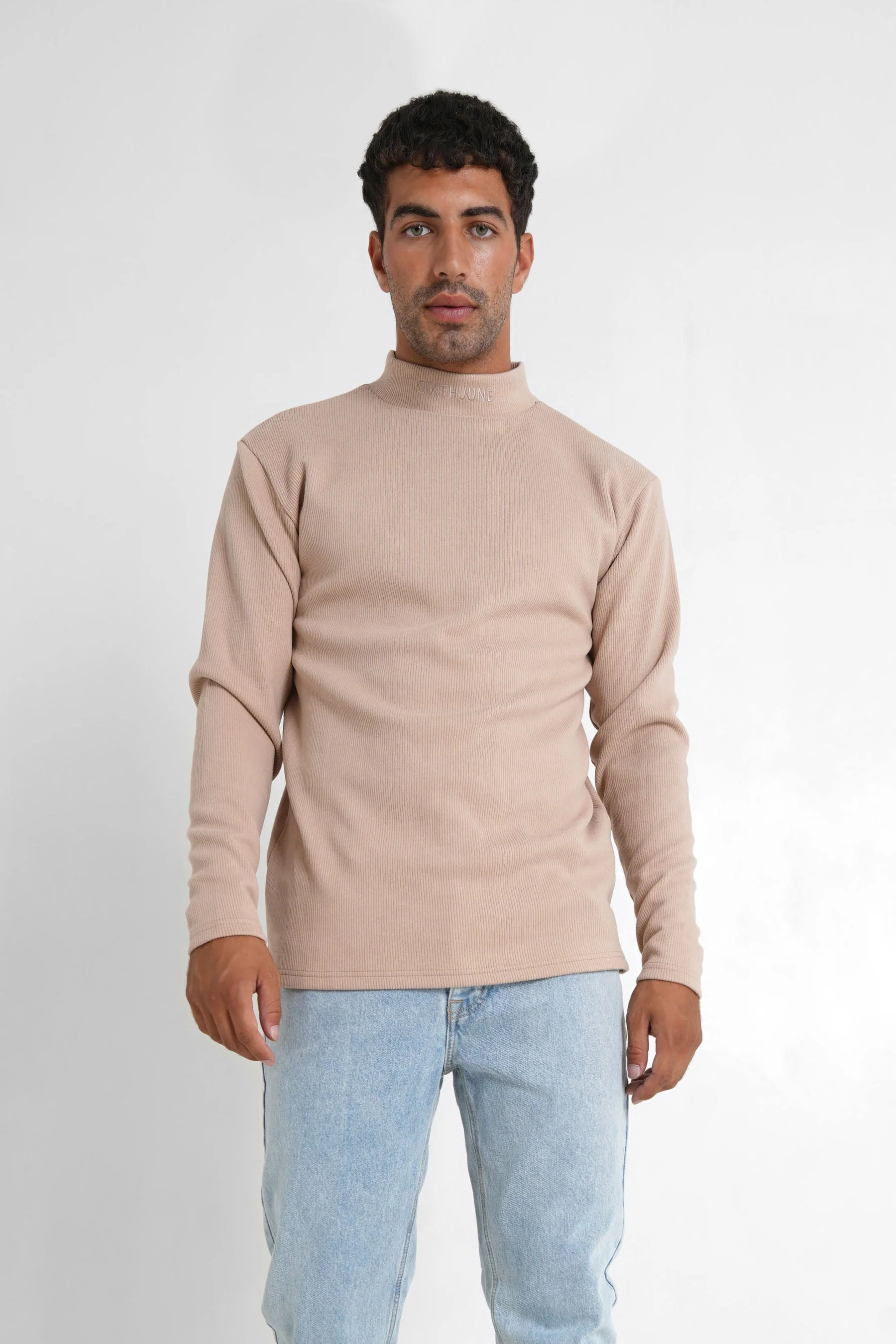 Pull maille logo brodé Beige