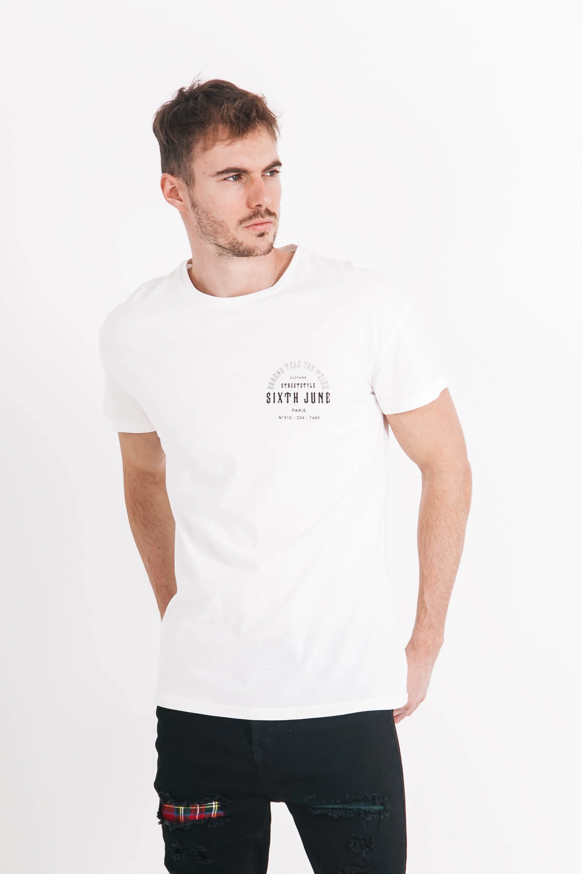 T-shirt manches courtes gothique dos blanc - Image 2