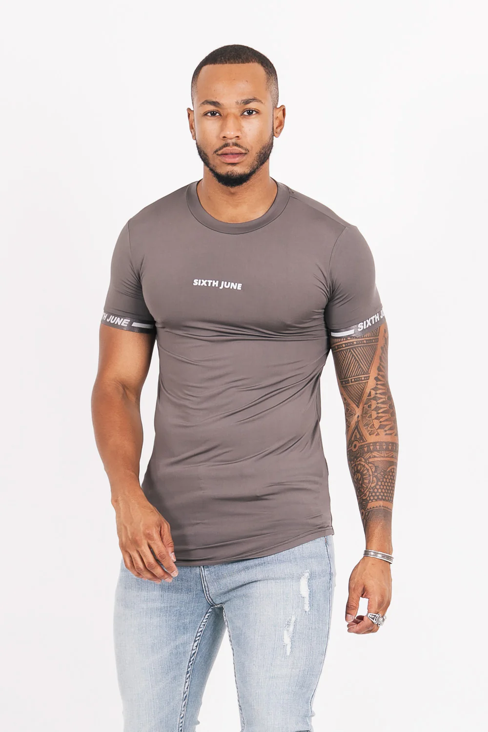 T-shirt maillot logo manche Gris - Image 2