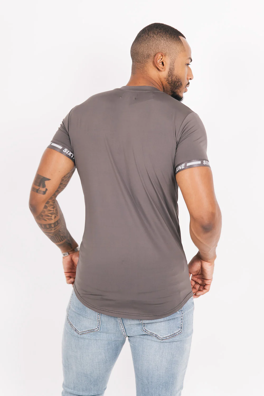 T-shirt maillot logo manche Gris - Image 4