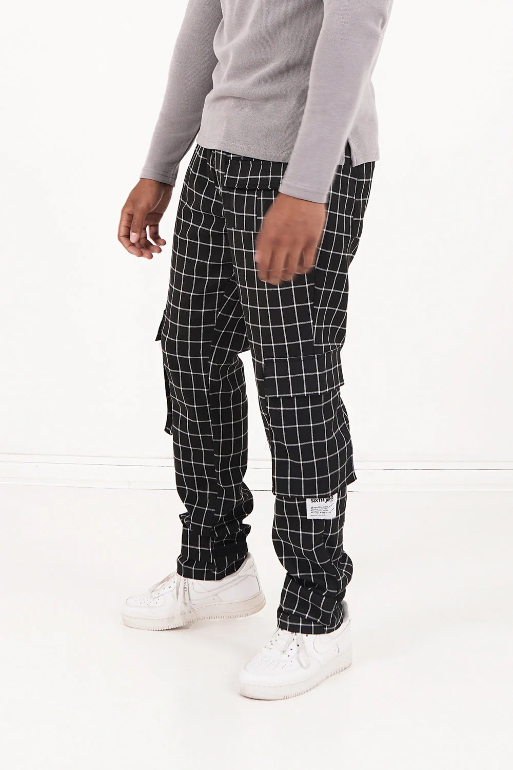 Pantalon cargo carreaux Noir