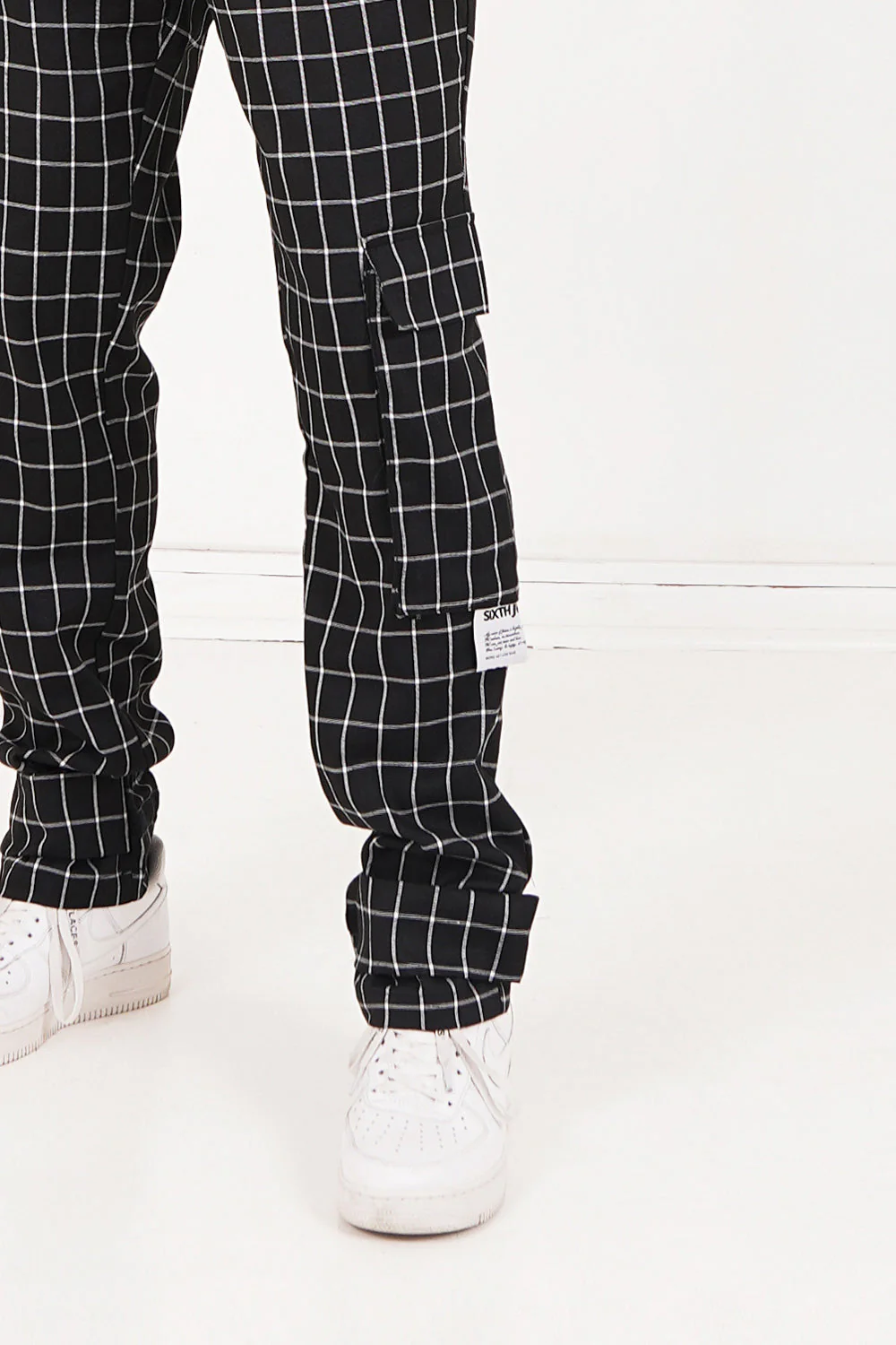Pantalon cargo carreaux Noir - Image 3